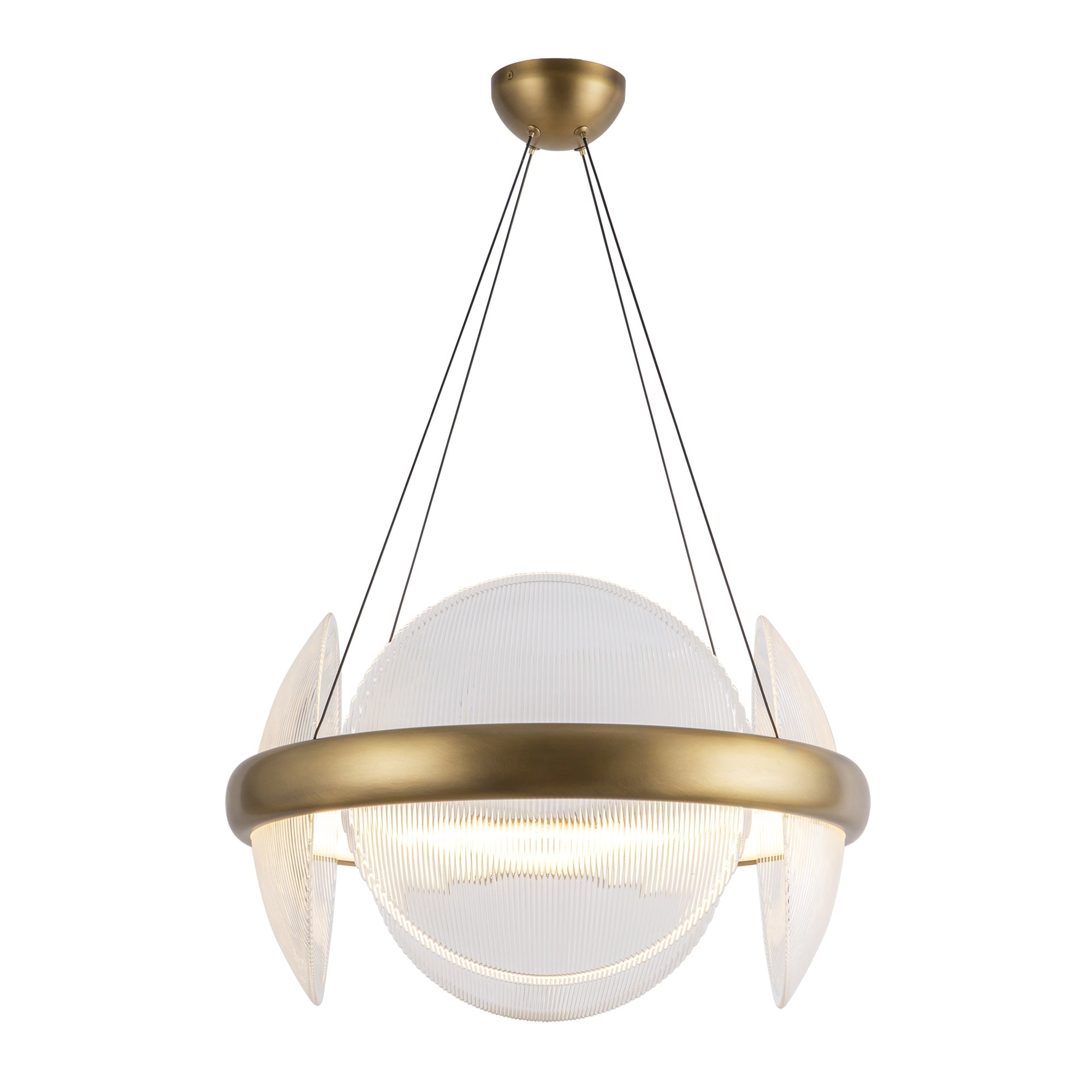 Taurus 22-in Chandelier — Vintage Brass/Clear Ribbed Glass [Universal Voltage]