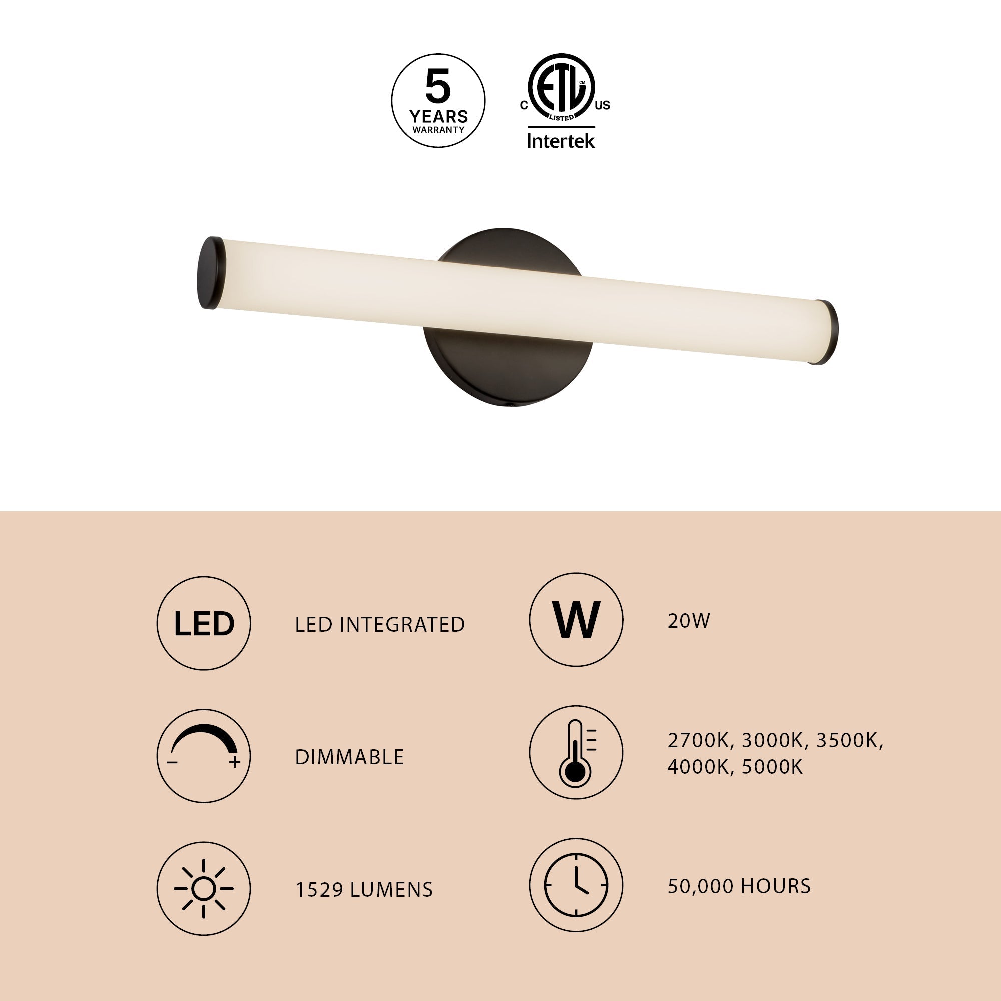 Tectra 18-in Wall/Vanity Light