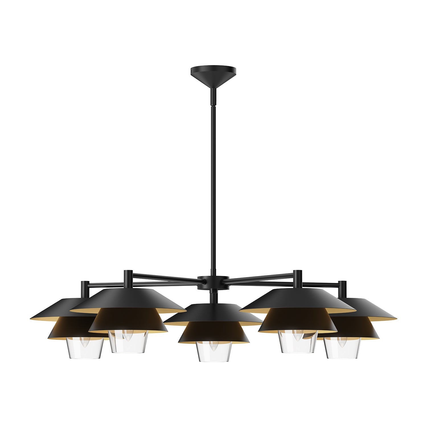 Tetsu 38-in Chandelier — Matte Black/Clear Glass