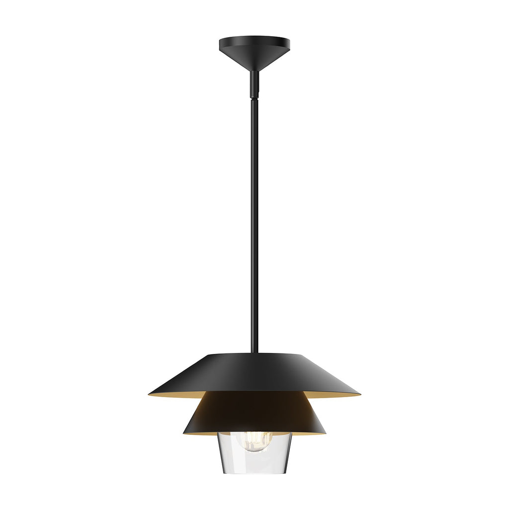 Tetsu 13-in Pendant — Matte Black/Clear Glass