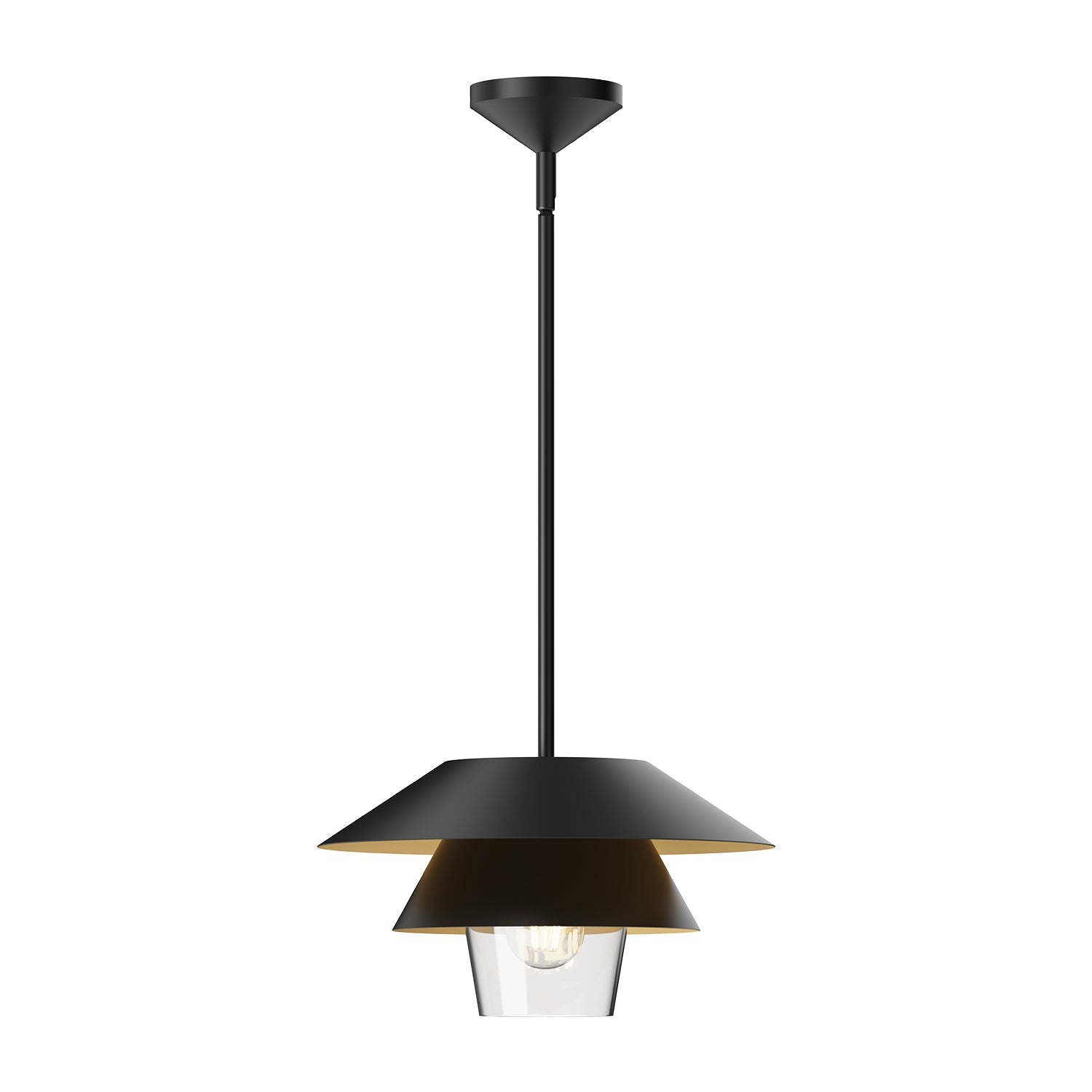 Tetsu 13-in Pendant — Matte Black/Clear Glass