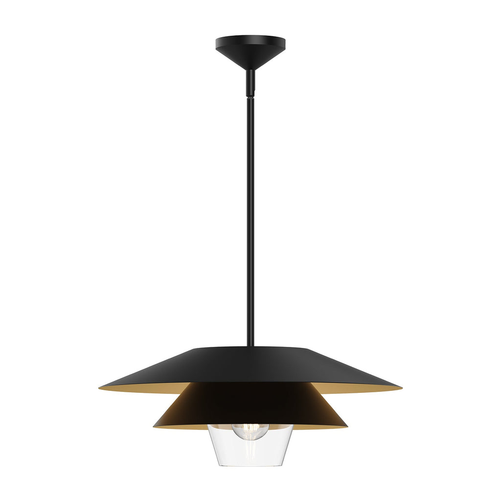 Tetsu 20-in Pendant — Matte Black/Clear Glass