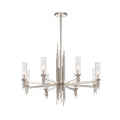 Torres 36-in Chandelier — Polished Nickel/Ribbed Glass
