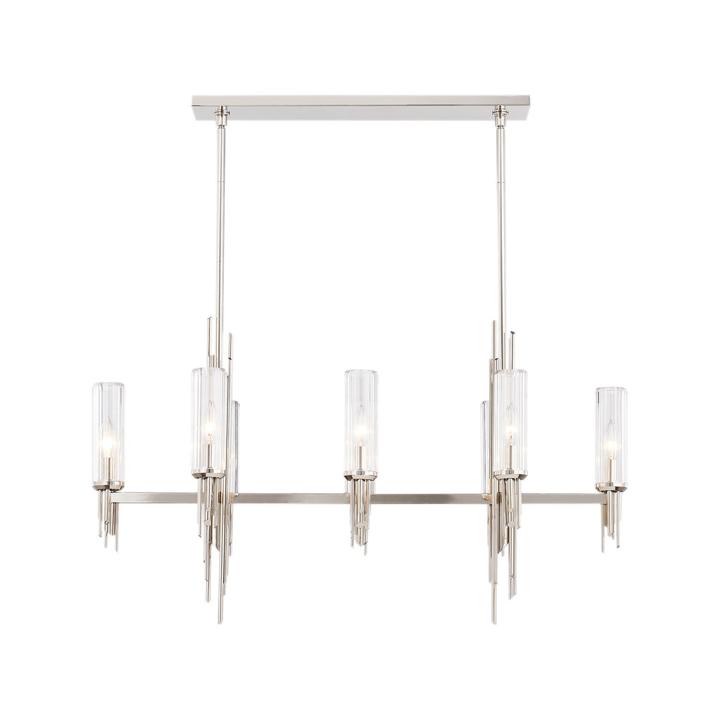 Torres 38-in Linear Pendant — Polished Nickel/Ribbed Glass