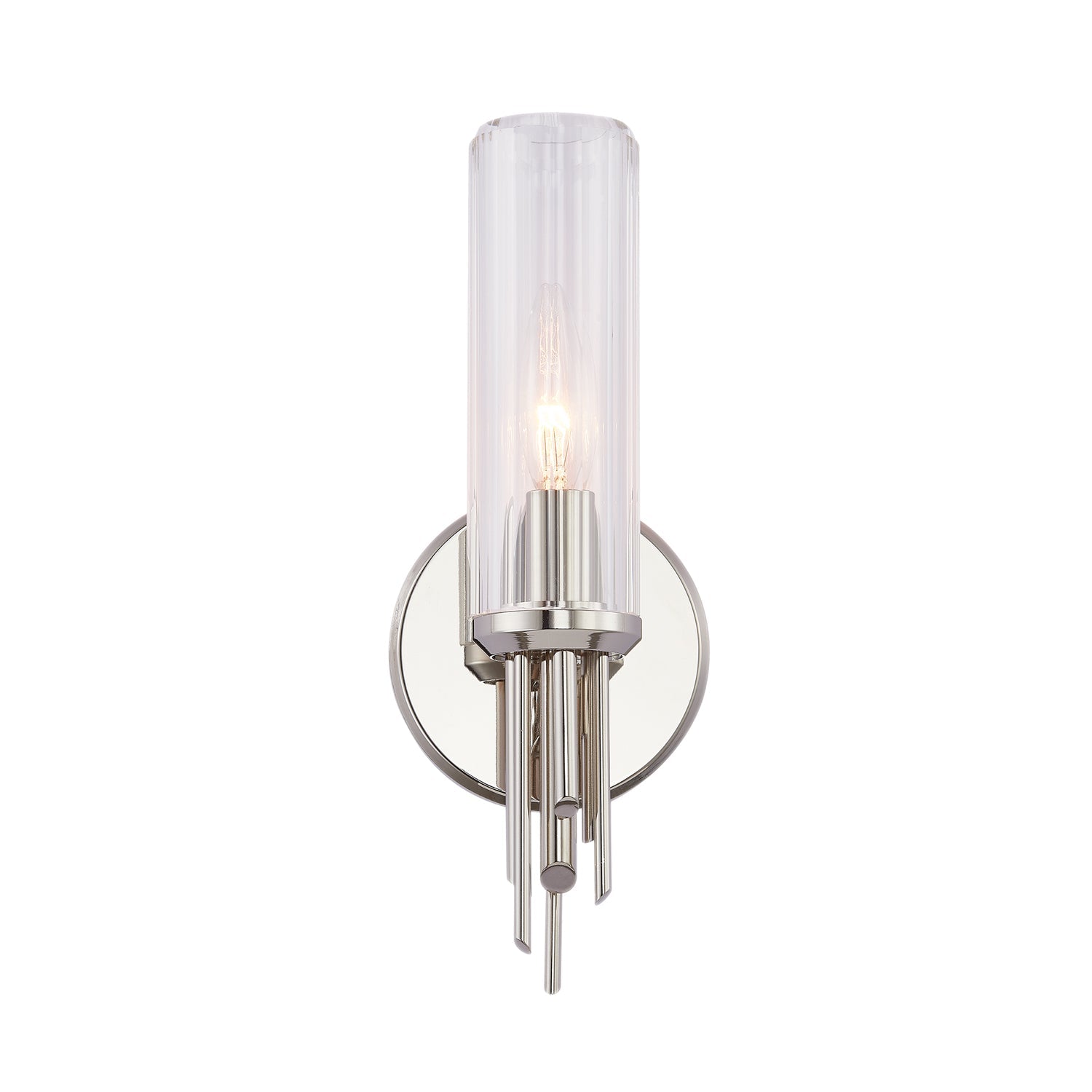 Torres 3-in Wall/Vanity Light — Polished Nickel/Ribbed Glass