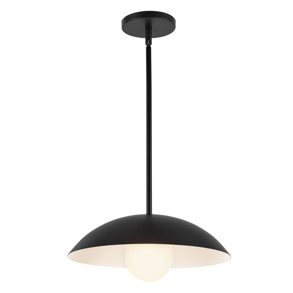 Umbra 14-in (6-in Height) Pendant — Black/Matte Opal Glass
