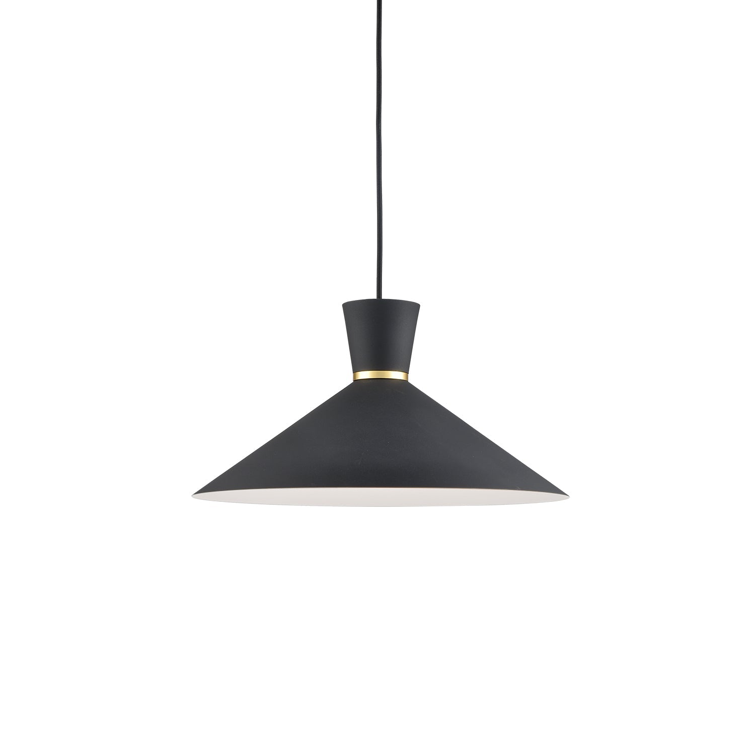 Vanderbilt 16-in Pendant — Black With Gold Detail