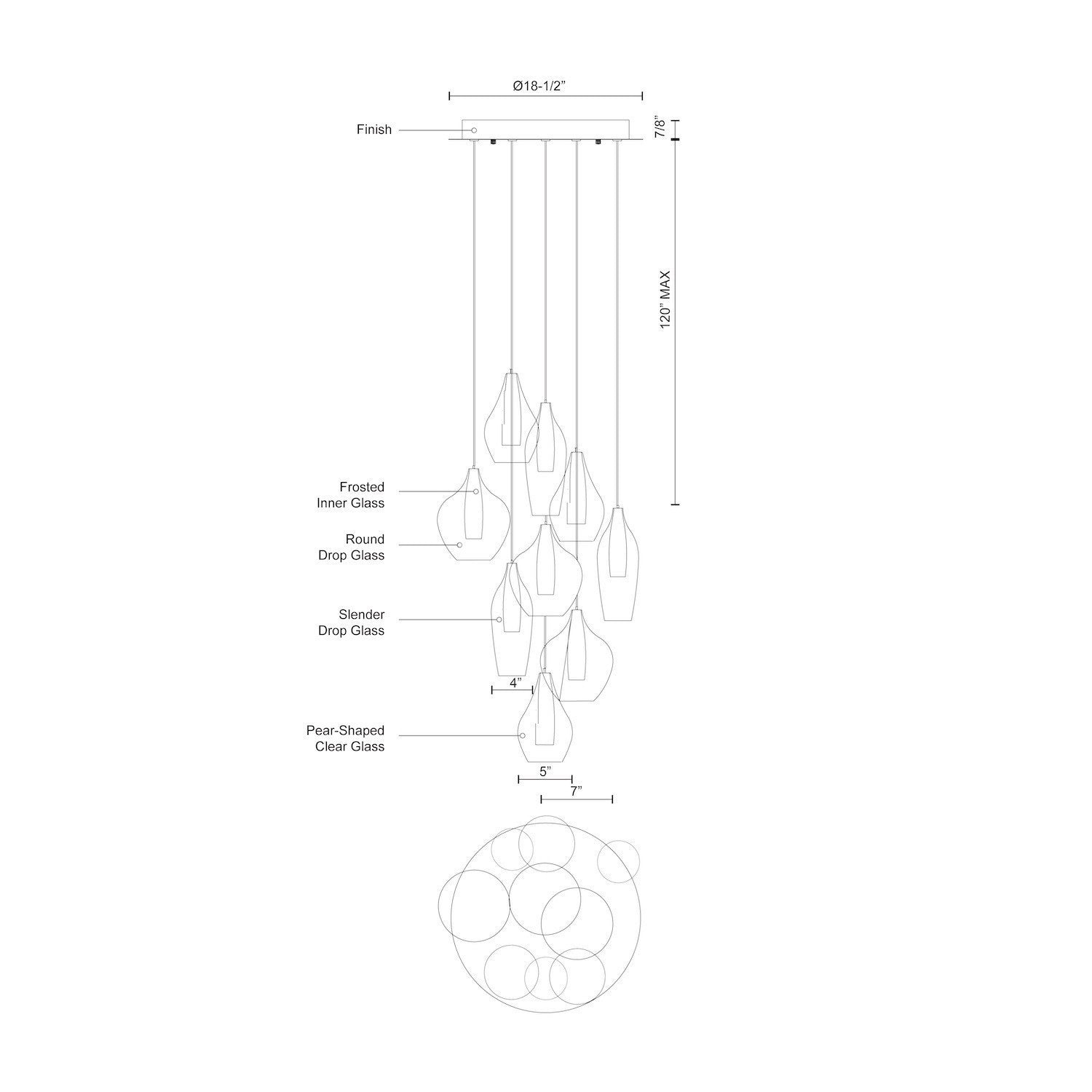Victoria 9 Head Multi Pendant