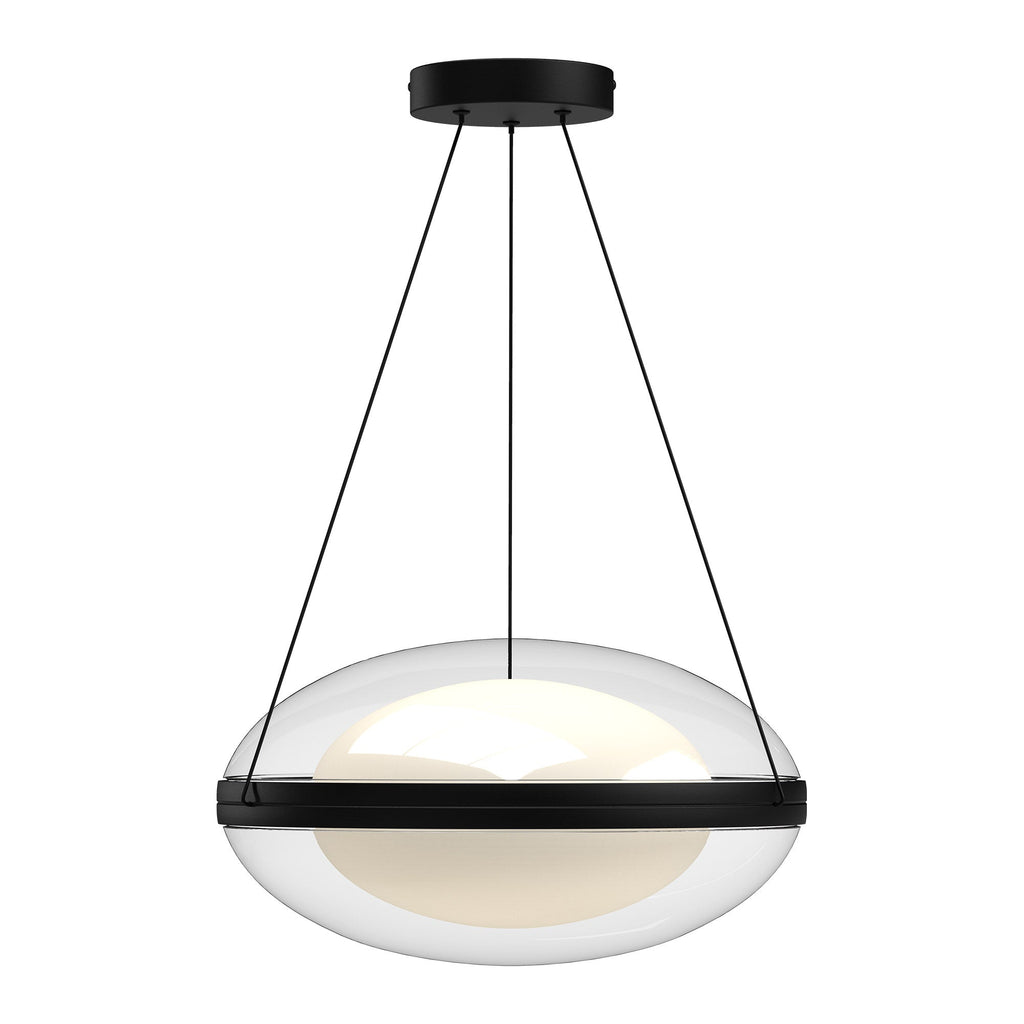 Virgo 16-in Pendant — Black/Opal Glass [Universal Voltage]