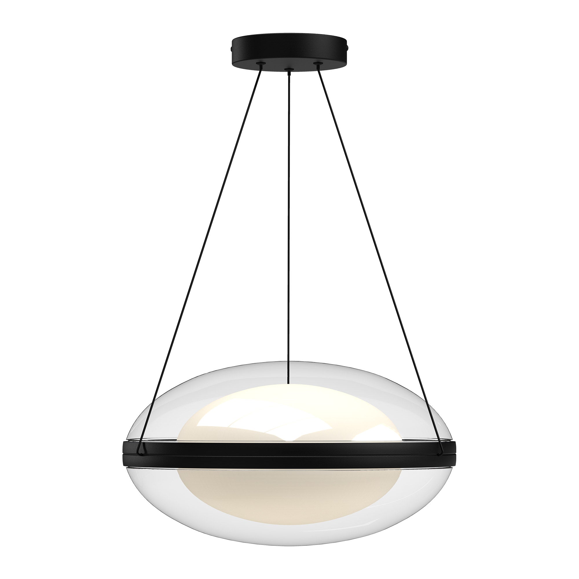 Virgo 16-in Pendant — Black/Opal Glass [Universal Voltage]