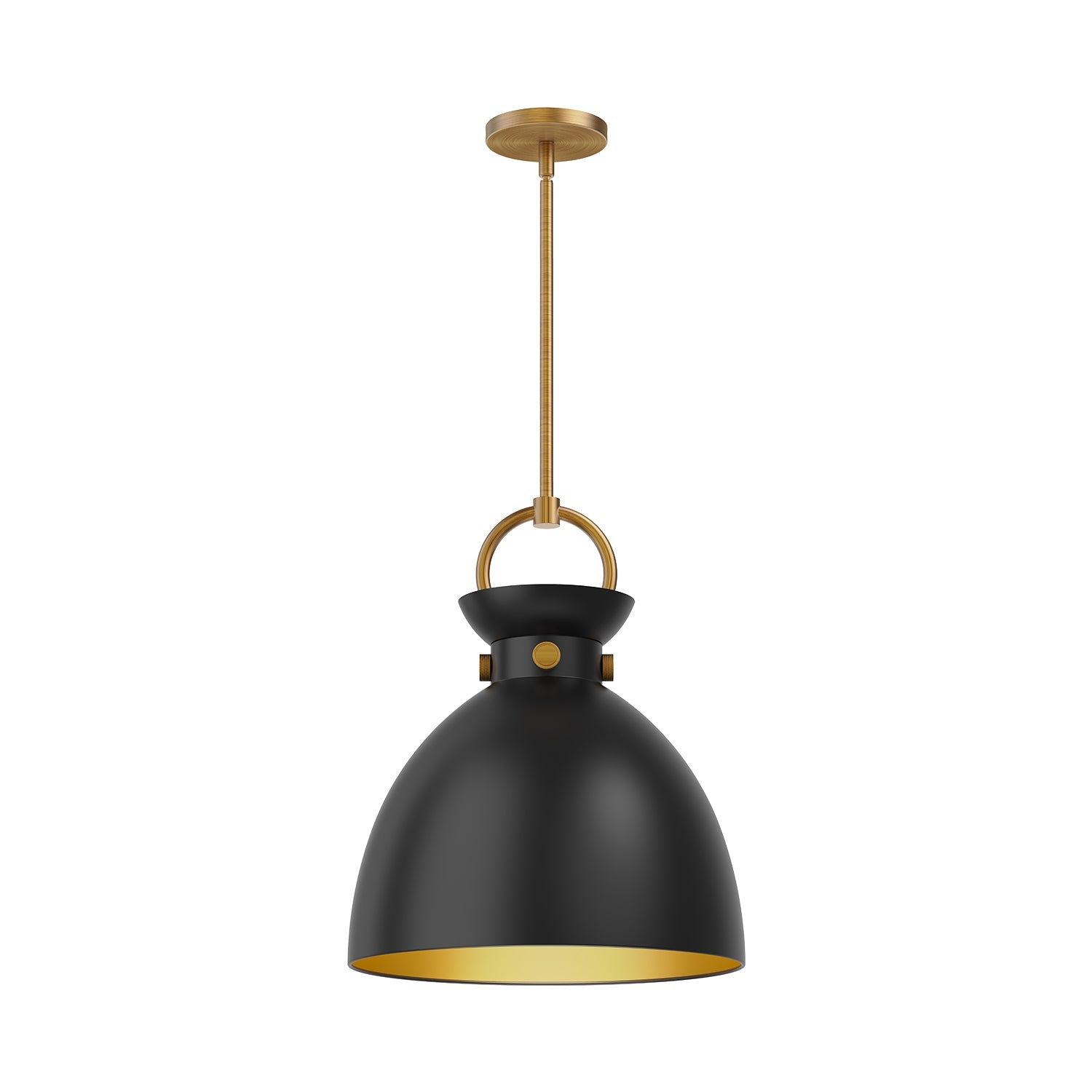 Waldo 14-in Pendant — Aged Gold/Matte Black