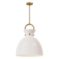 Waldo 18-in Pendant — Aged Gold/Glossy Opal Glass