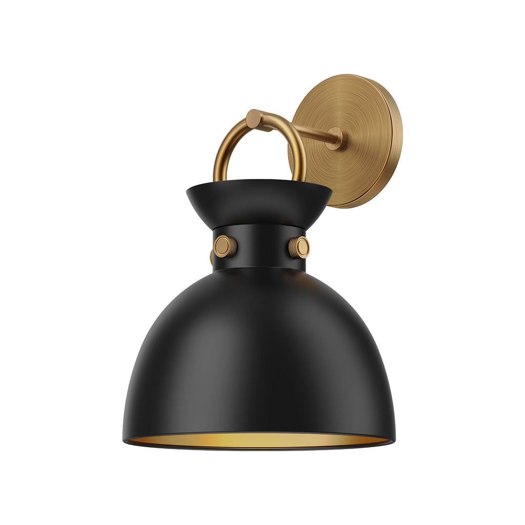 Waldo 9-in Wall/Vanity Light — Aged Gold/Matte Black