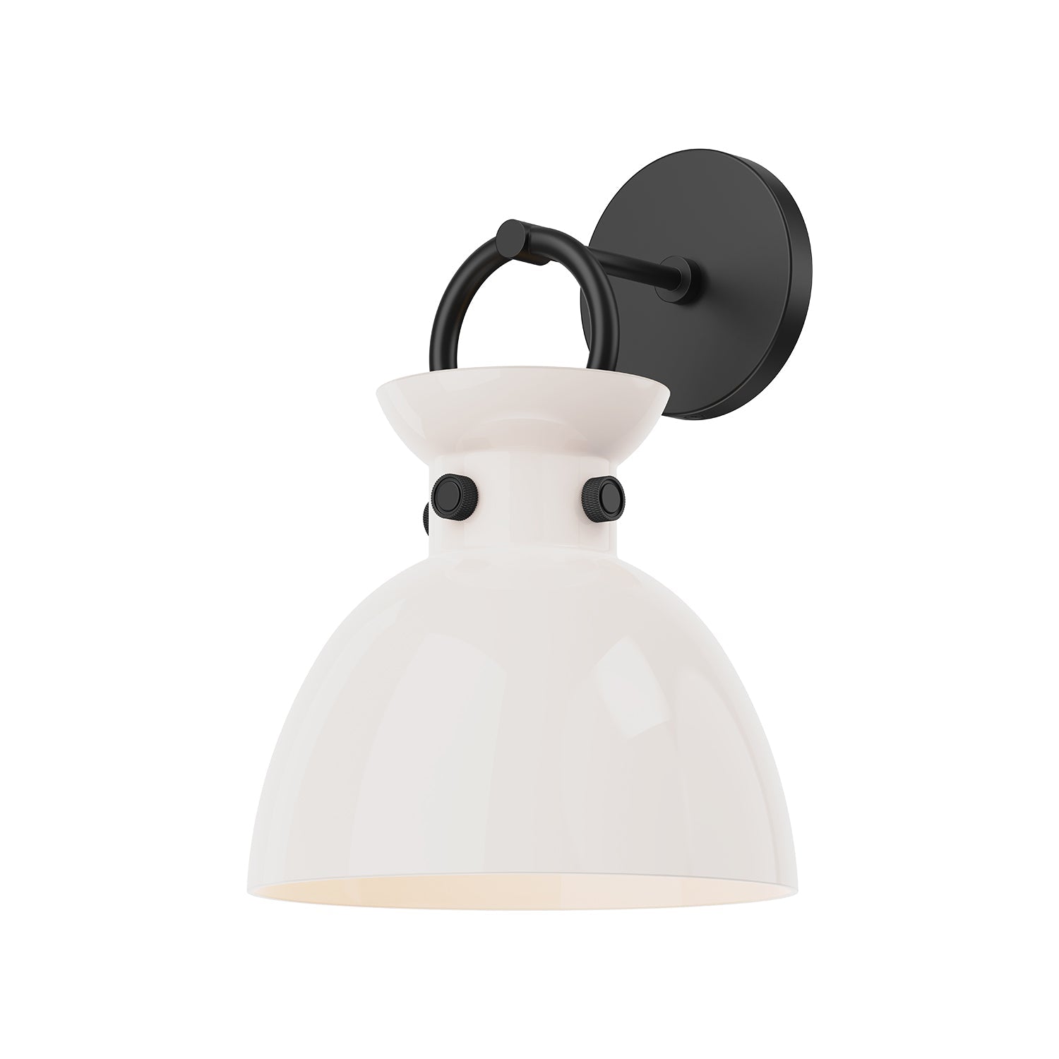 Waldo 9-in Wall/Vanity Light — Matte Black/Glossy Opal Glass