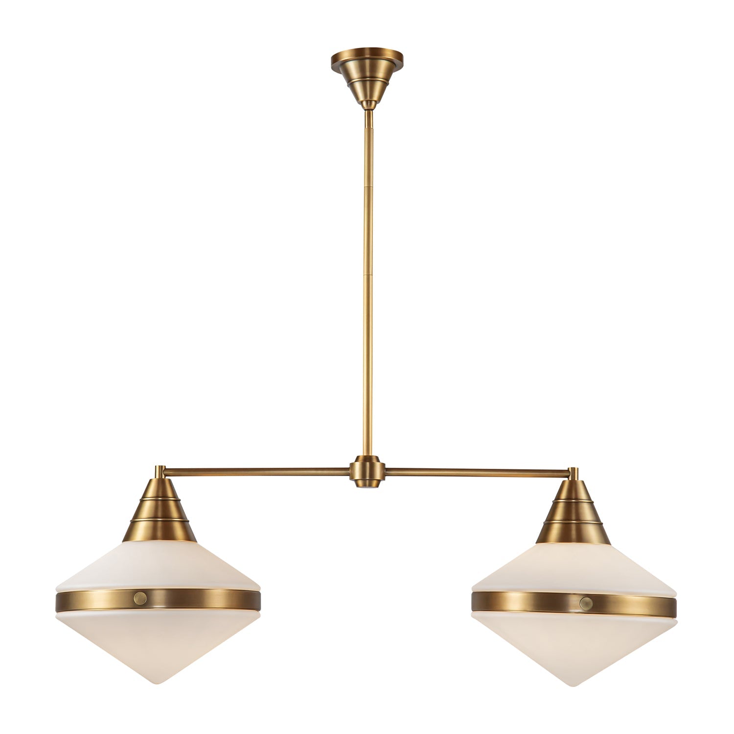 Willard 41-in Linear Pendant — Vintage Brass/Opal Matte Glass