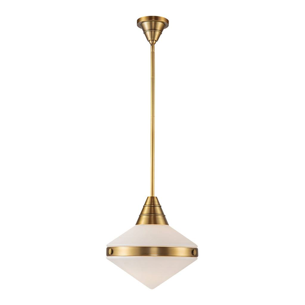 Willard 14-in Pendant — Vintage Brass/Opal Matte Glass