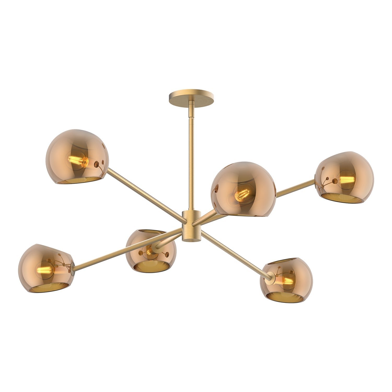 Willow 37-in Chandelier — Brushed Gold/Copper Glass