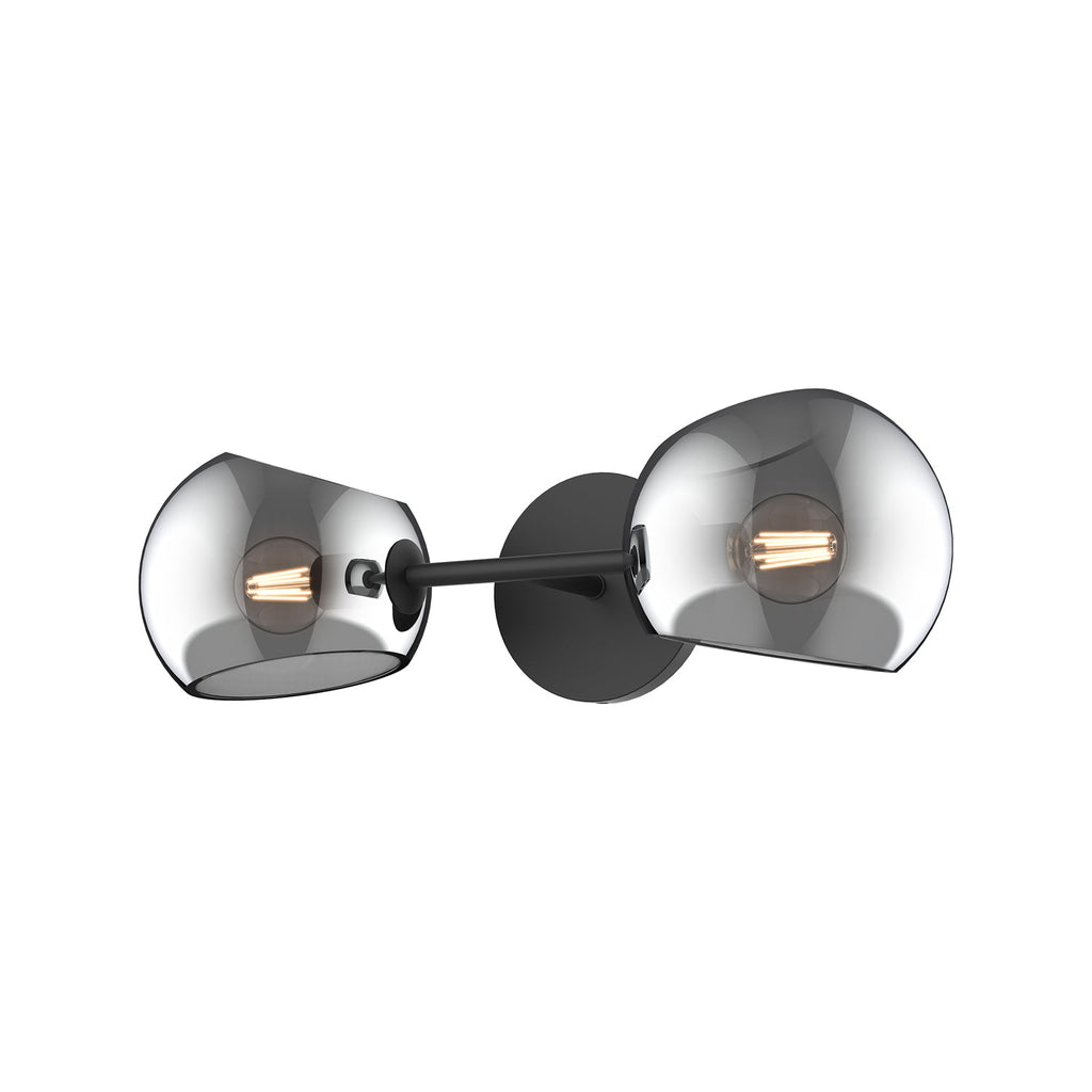 Willow 17-in Wall/Vanity Light — Matte Black/Smoked Solid Glass