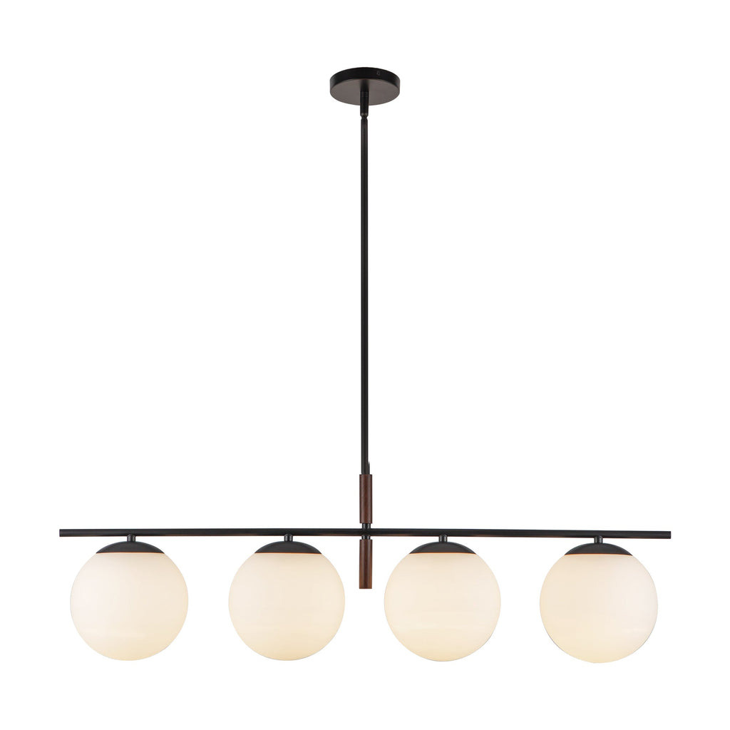 Zuri 37-in Linear Pendant — Matte Black/Opal Glass
