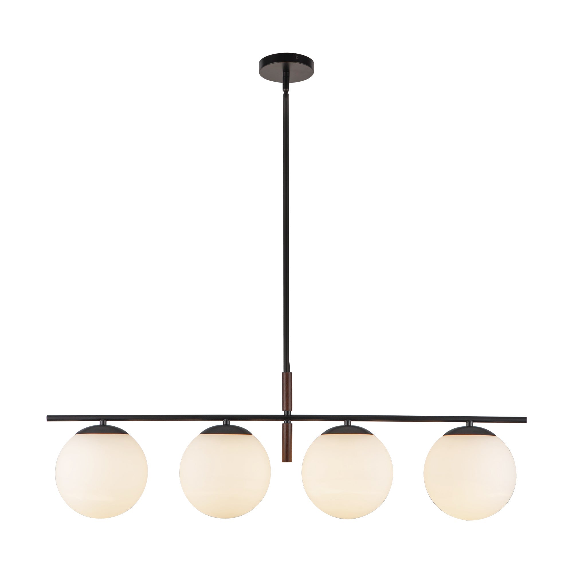 Zuri 37-in Linear Pendant — Matte Black/Opal Glass