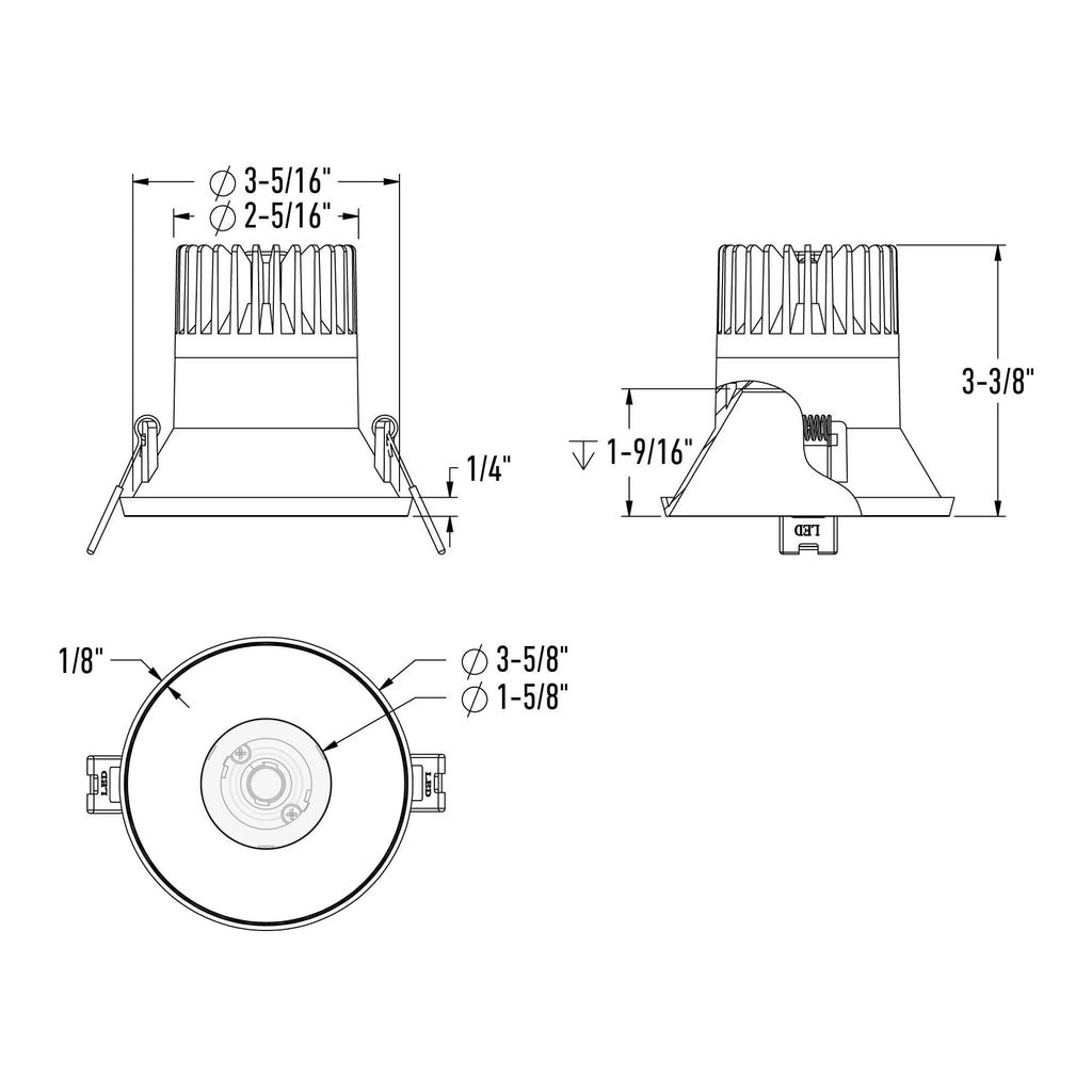 3in almost trimless downlight, 5CCT & Dim-To-Warm - Black
