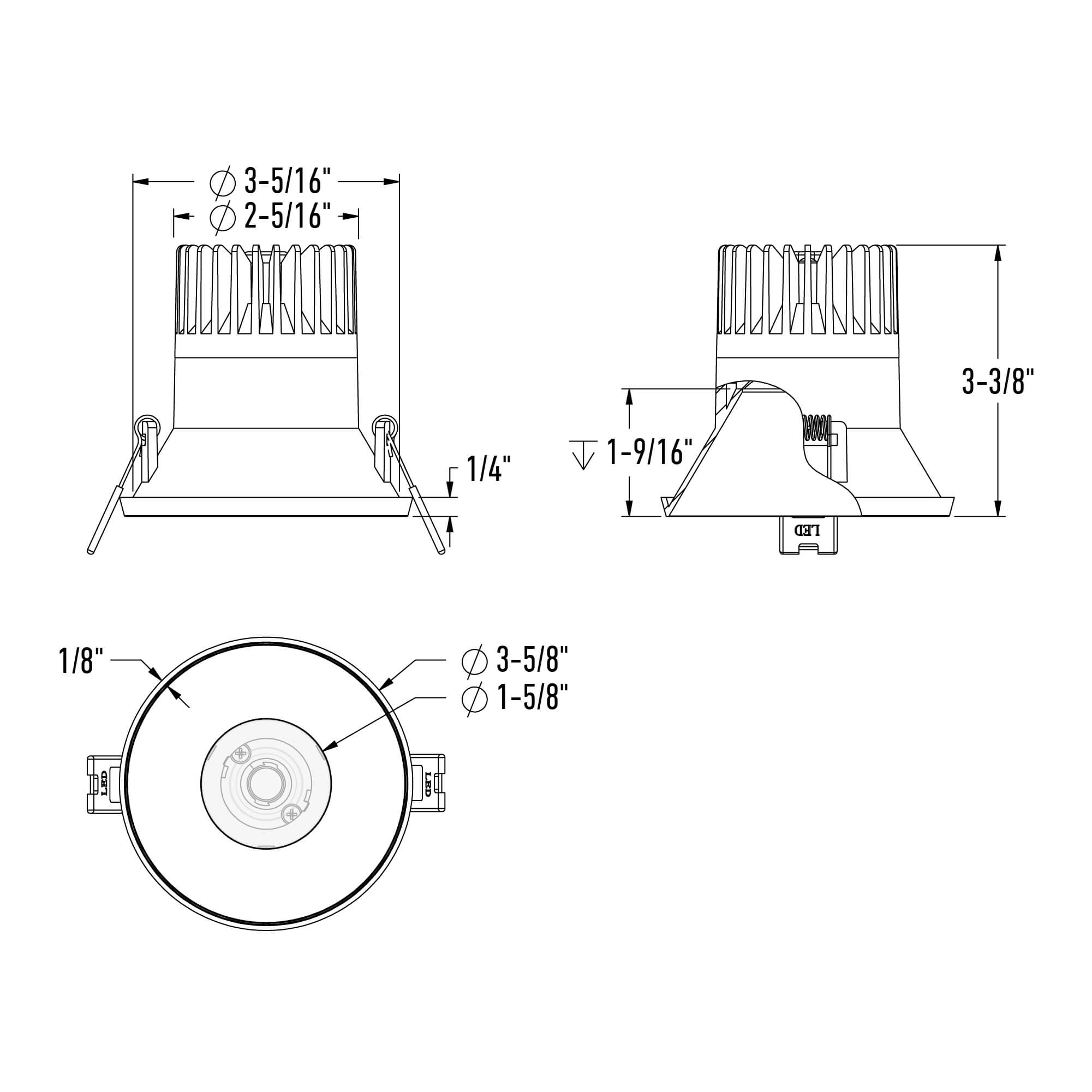 3in almost trimless downlight, 5CCT & Dim-To-Warm - Black