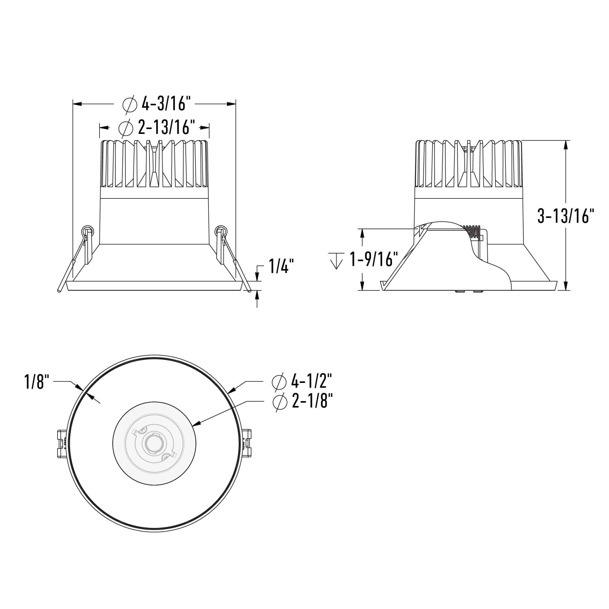 4in almost trimless downlight, 5CCT & Dim-To-Warm - Black