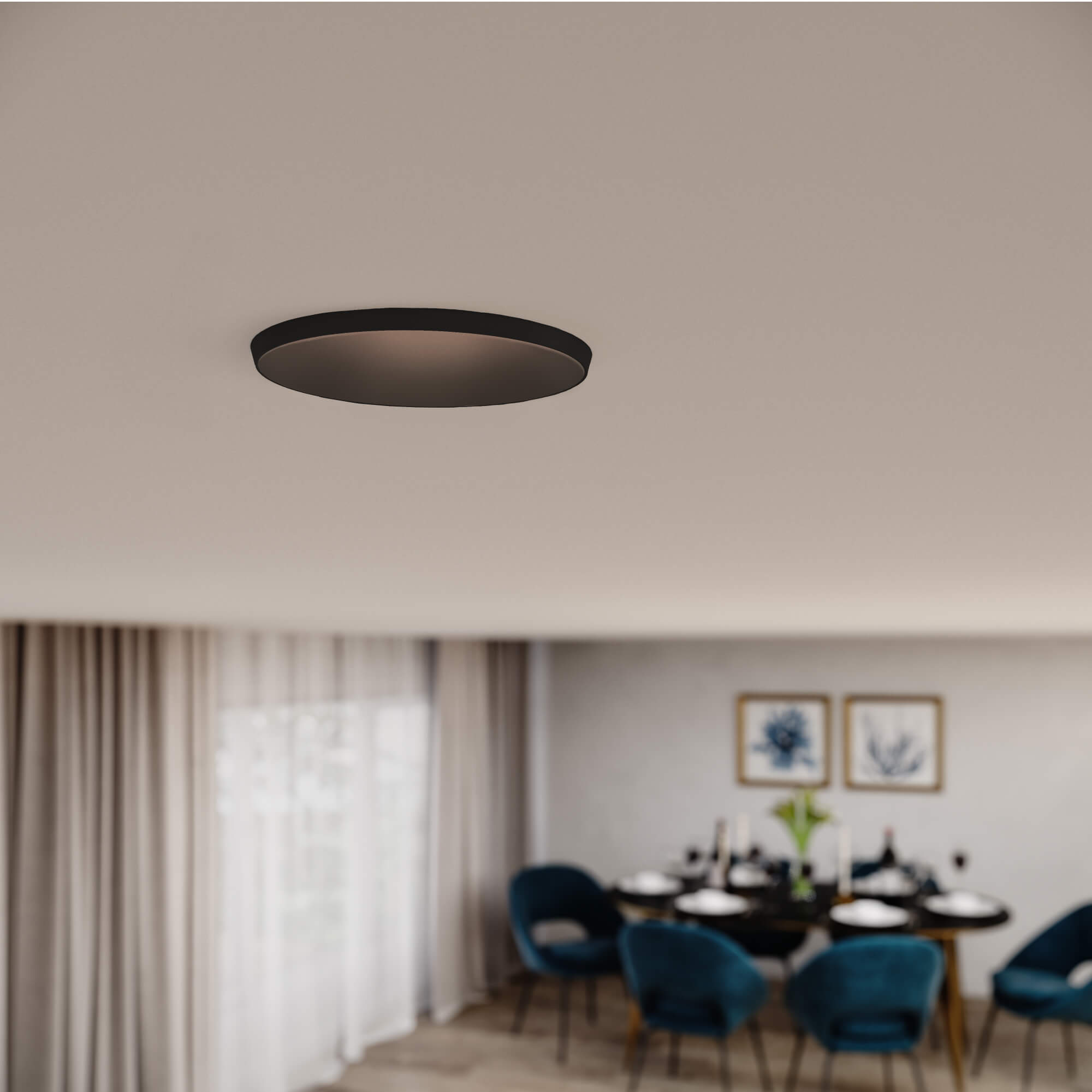4in almost trimless downlight, 5CCT & Dim-To-Warm - Black