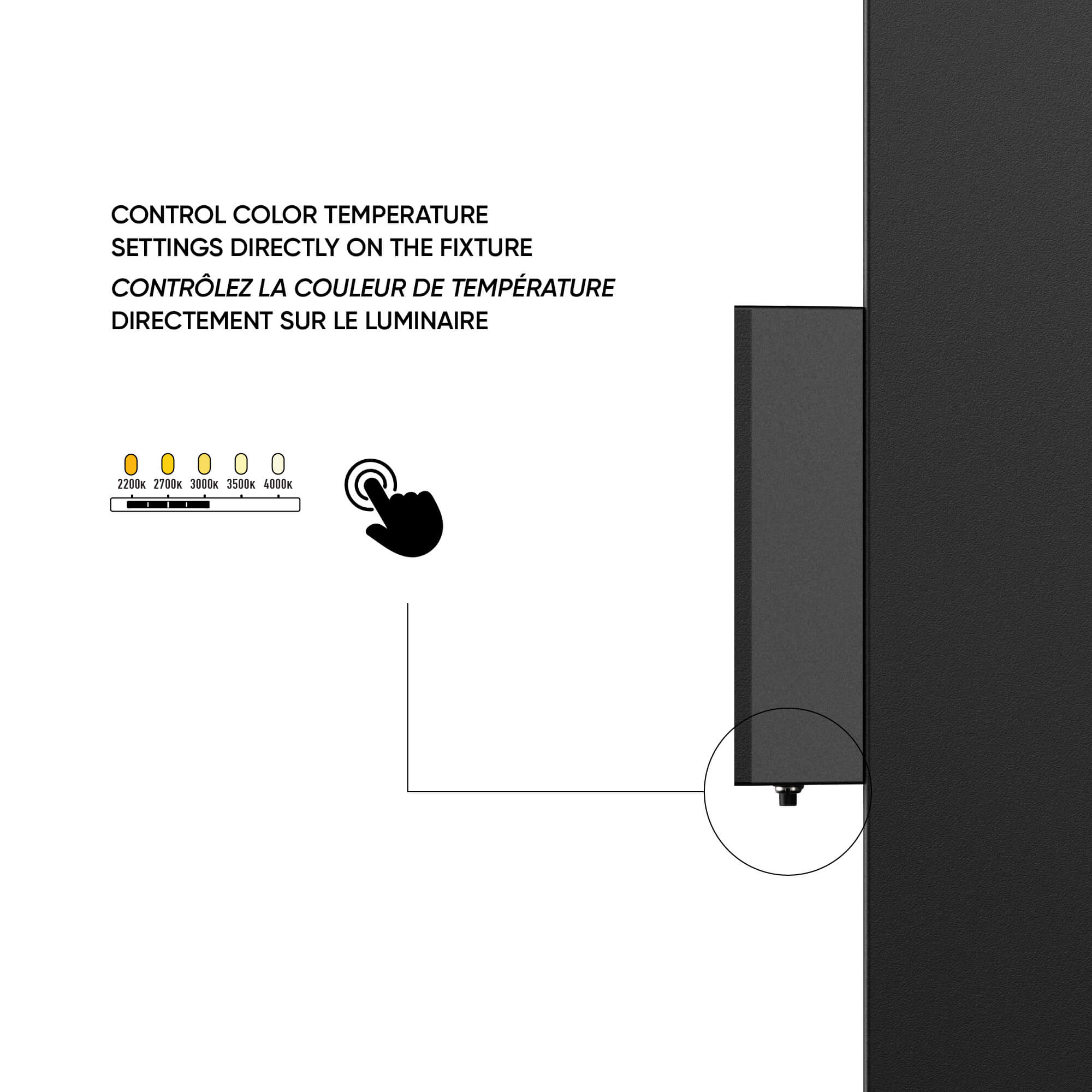 4in Square Wall Sconce, 120-347v, 0-10v dim - Black