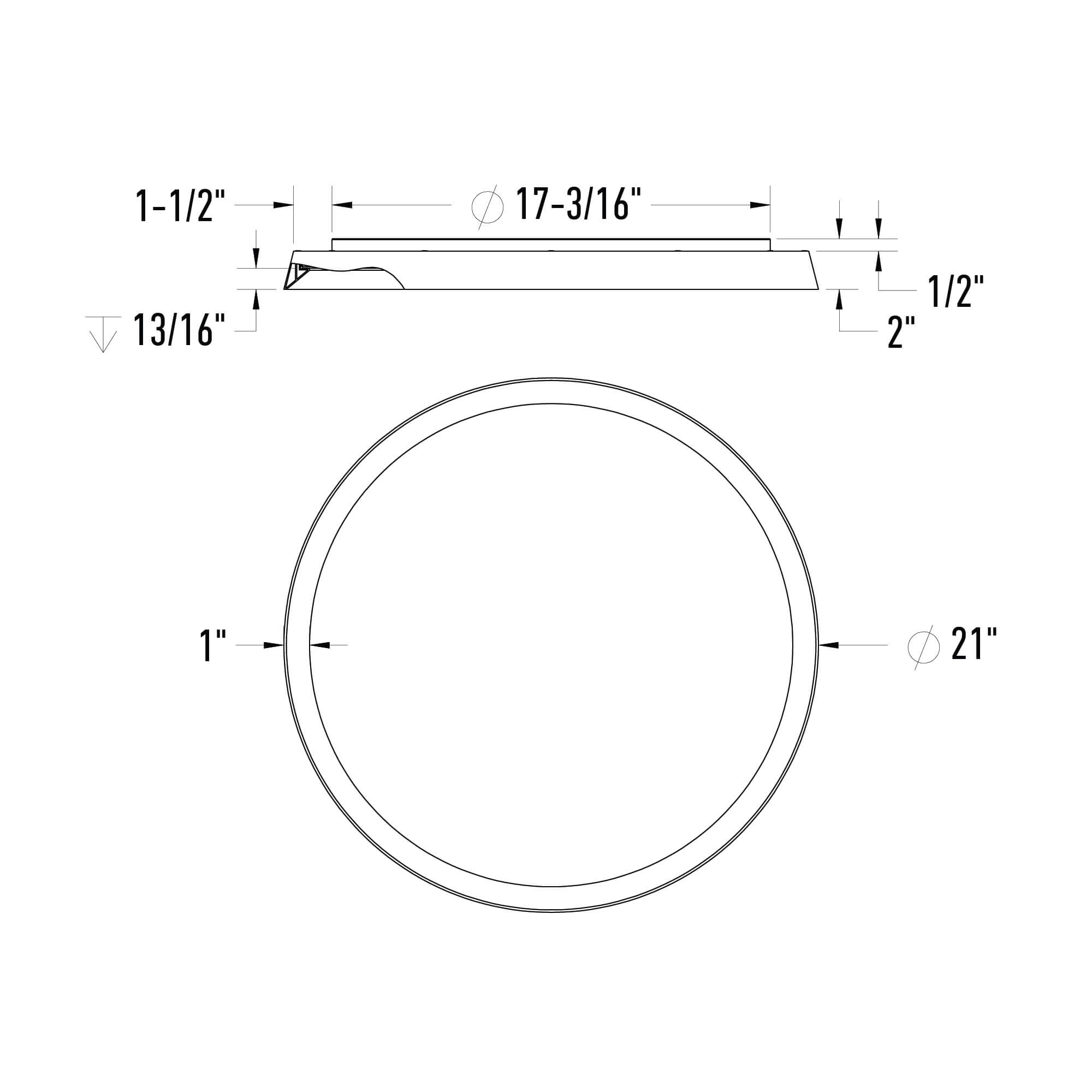 Plafonnier double 21 po — 5CCT, Noir
