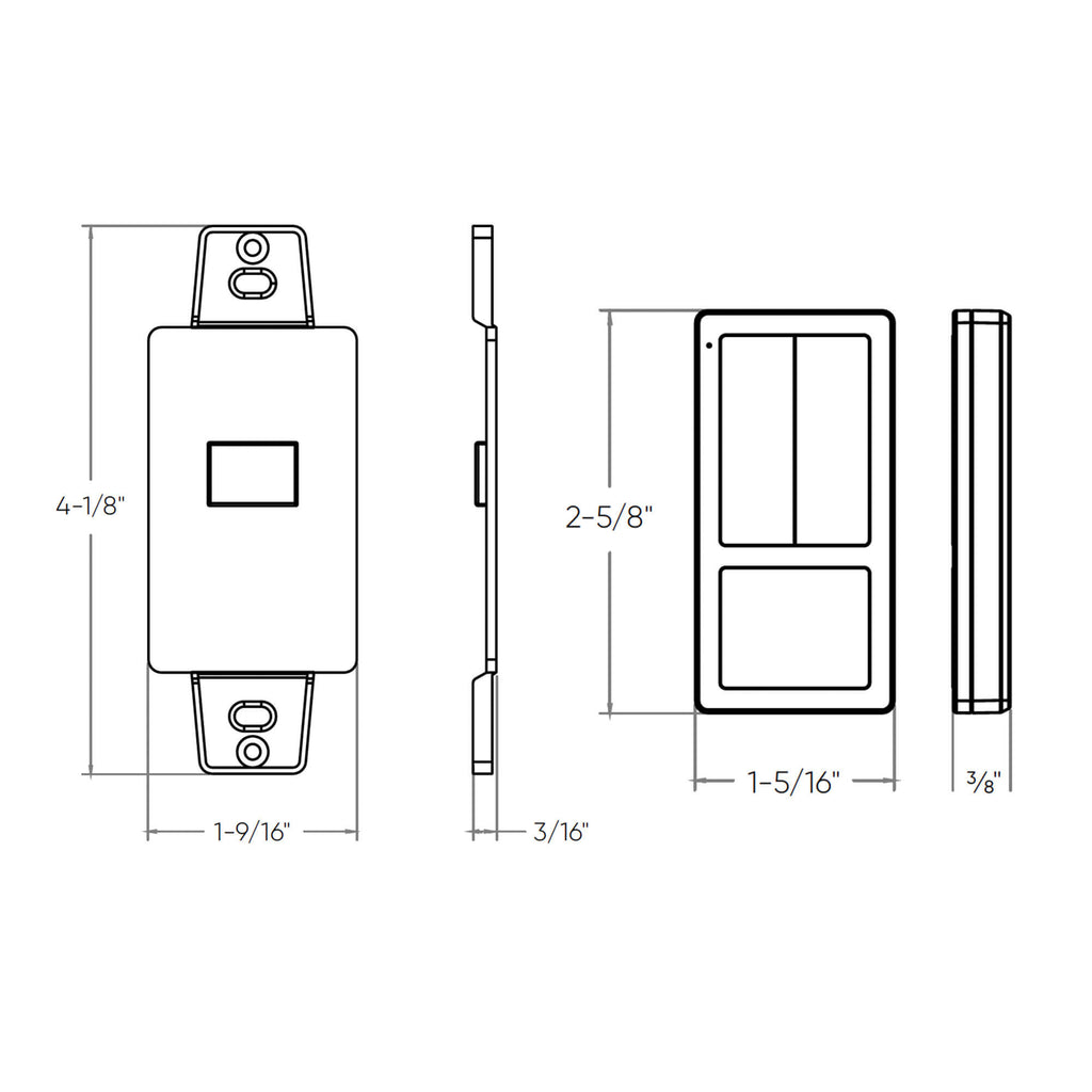 BLE mesh remote control with local controls,
includes wall mount with magnet.