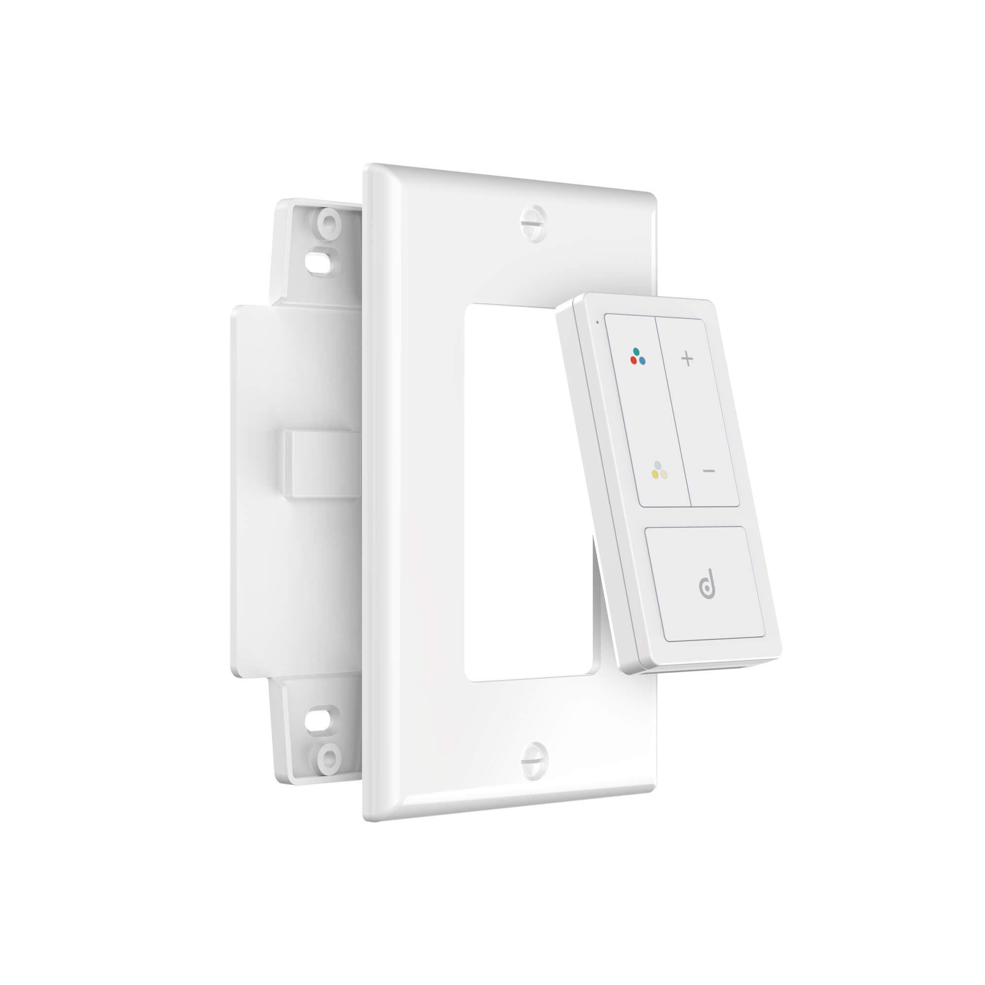 BLE mesh remote control with local controls,
includes wall mount with magnet.