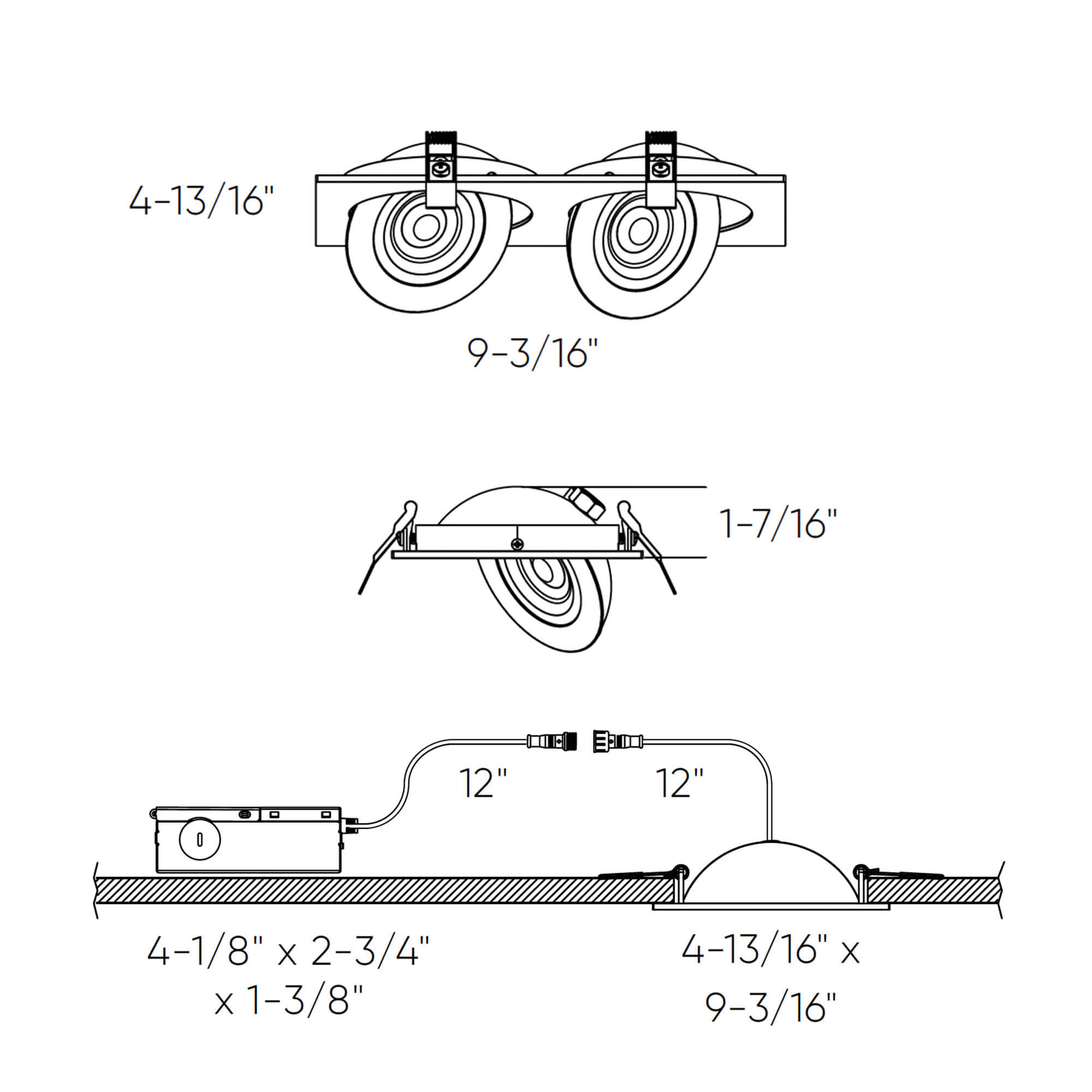 Double 4" Flat Recessed LED Gimbal Light
