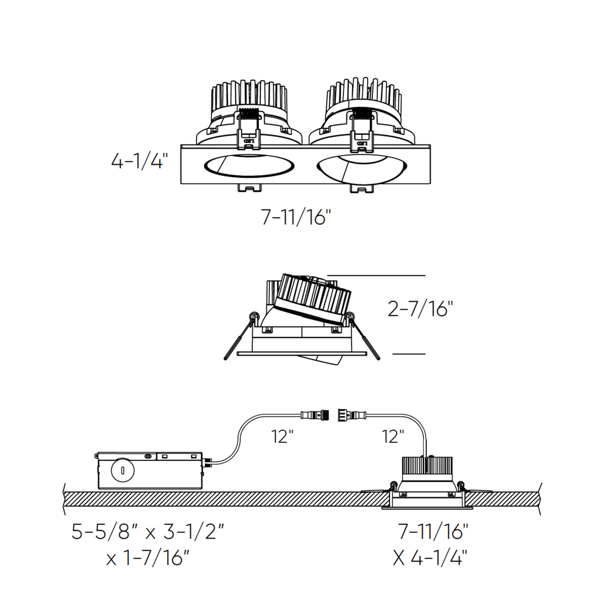 Double GBR35 Recessed 5 CCT - universal 120V-347V, 0-10V dimming