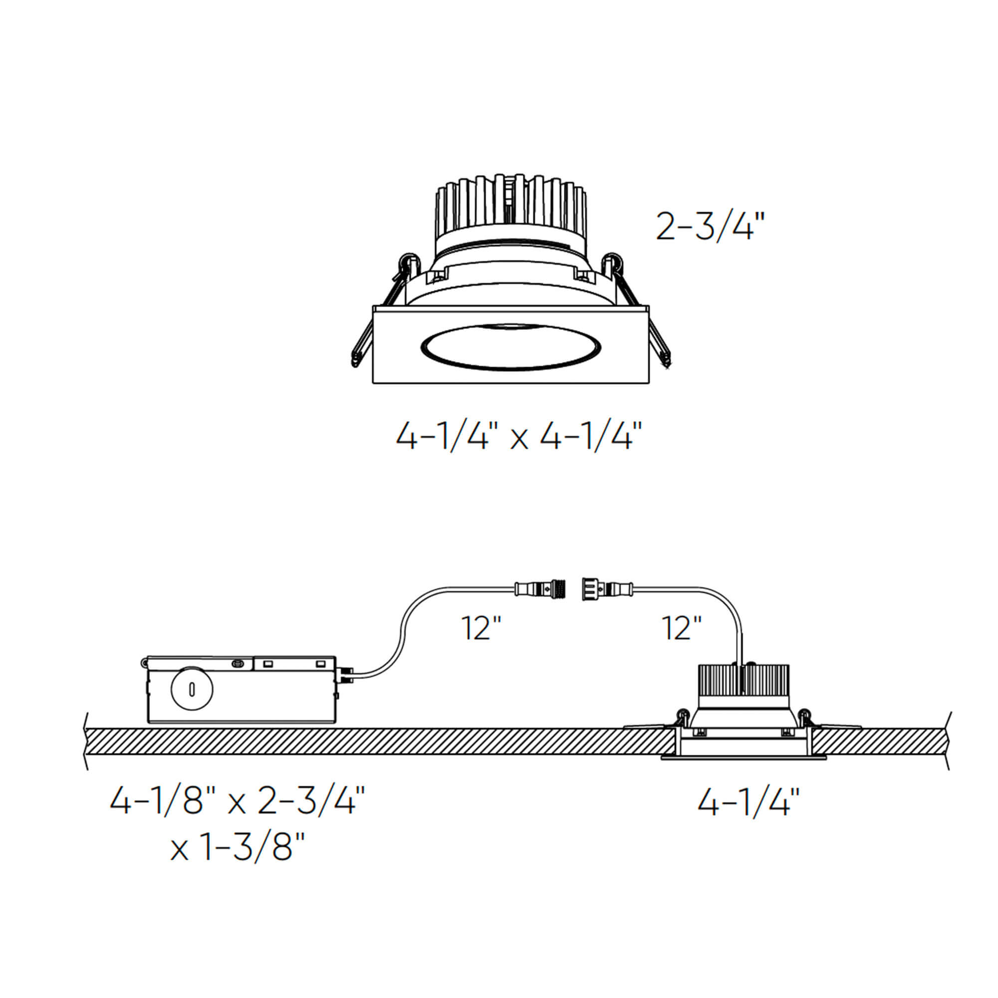 Encastré cardan carré 3,5 po — 5CCT