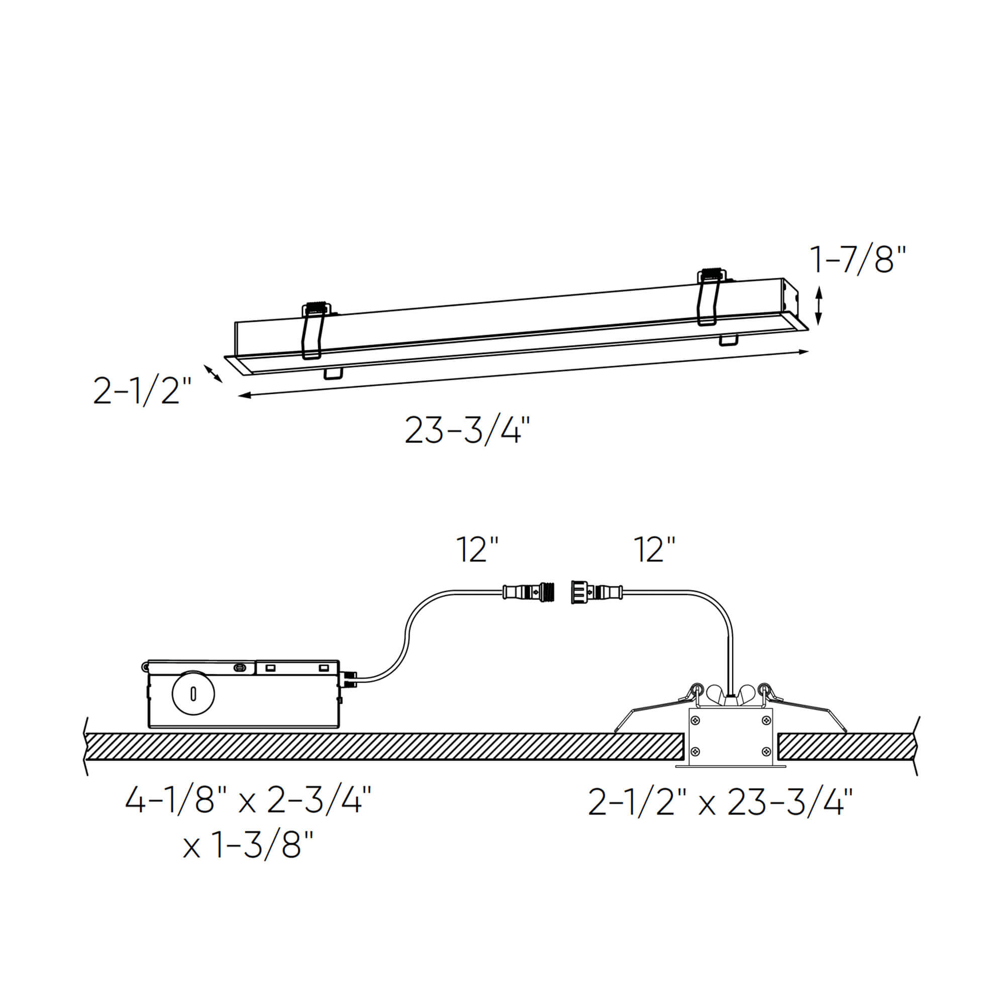 Recessed linear 24" - 120V, Triac dimming, 5CCT