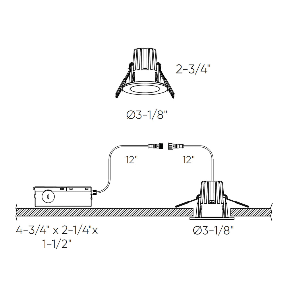 Round regressed recessed light - universal 120V-347V, 0-10V dimming