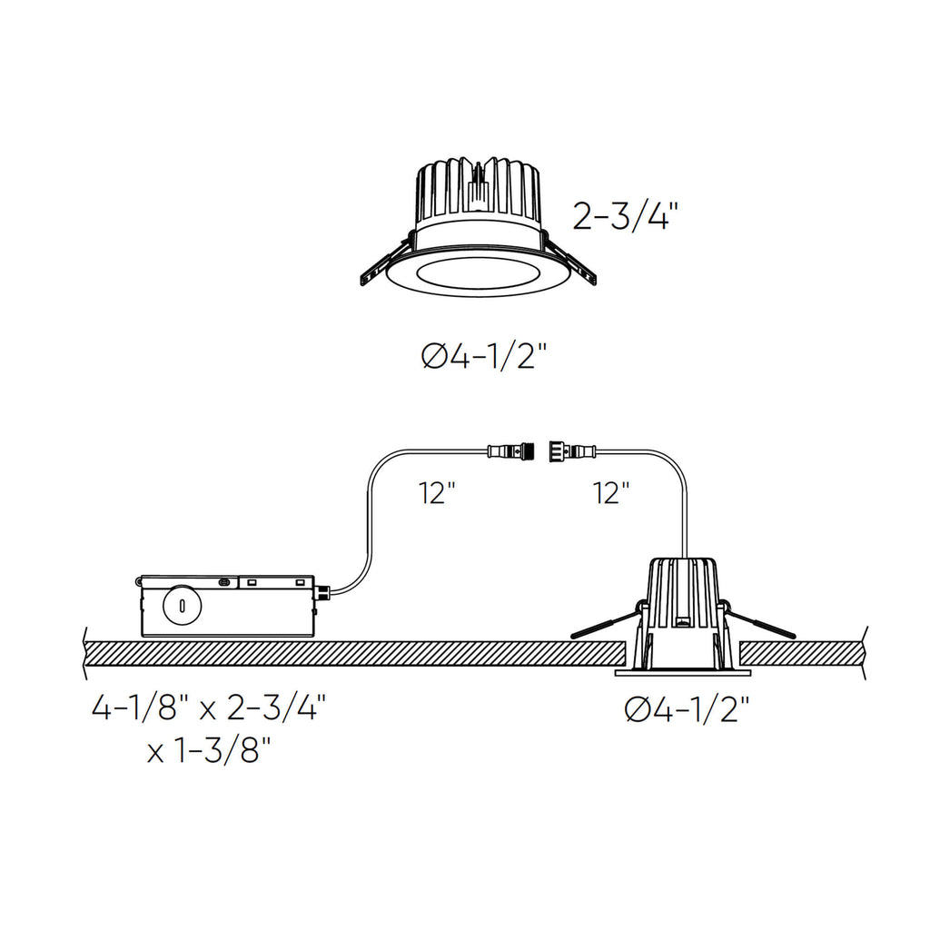 Round regressed recessed light - universal 120V-347V, 0-10V dimming