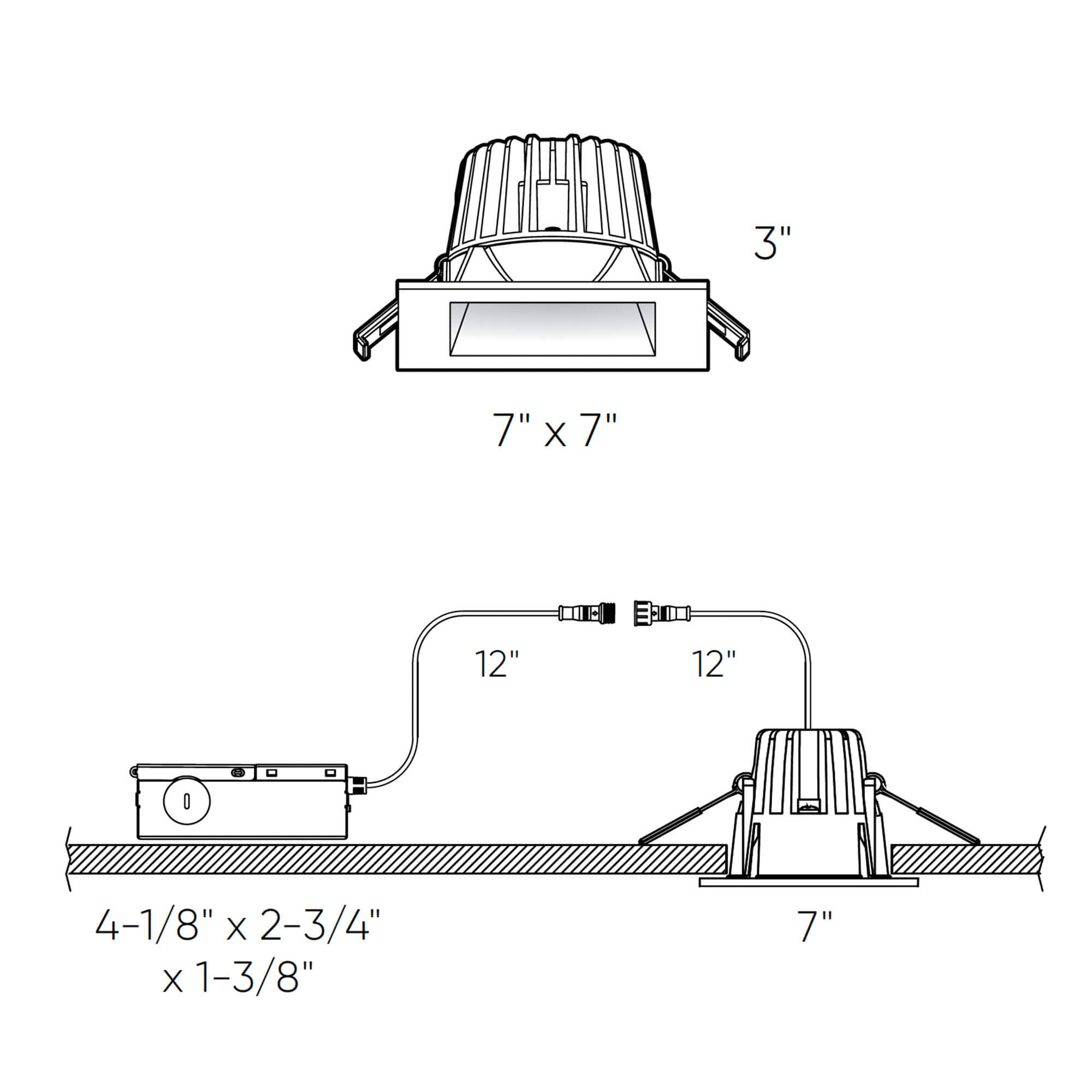 Square regressed recessed light
