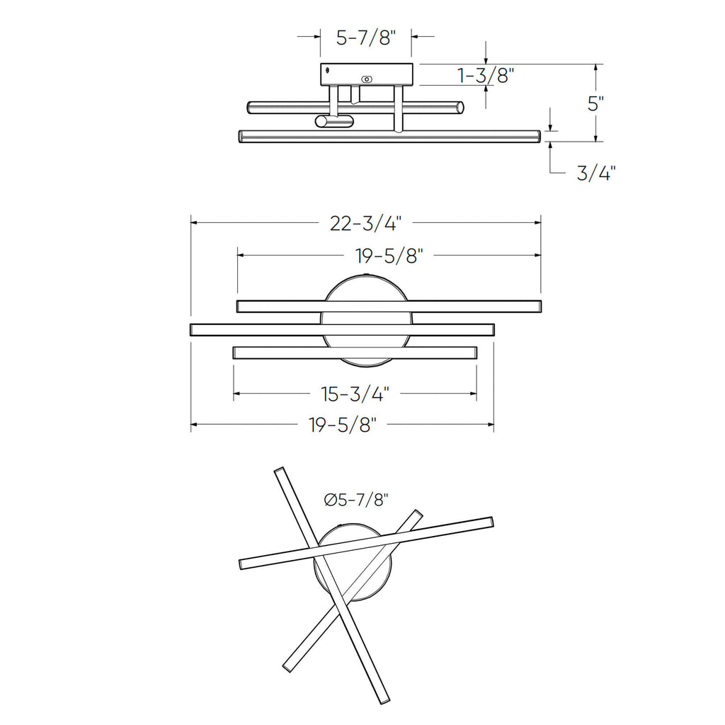 Three branch Flush mount