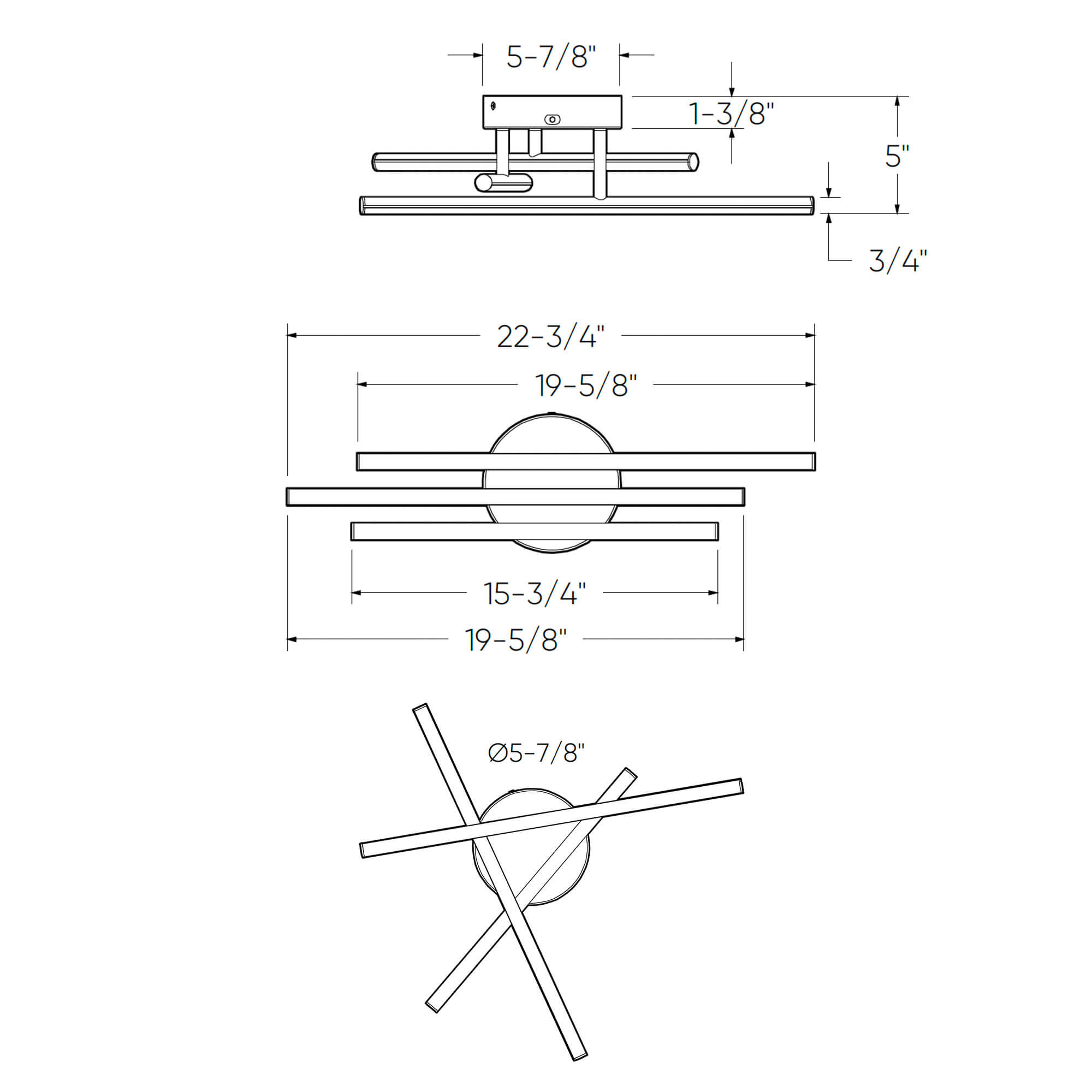 Three branch Flush mount