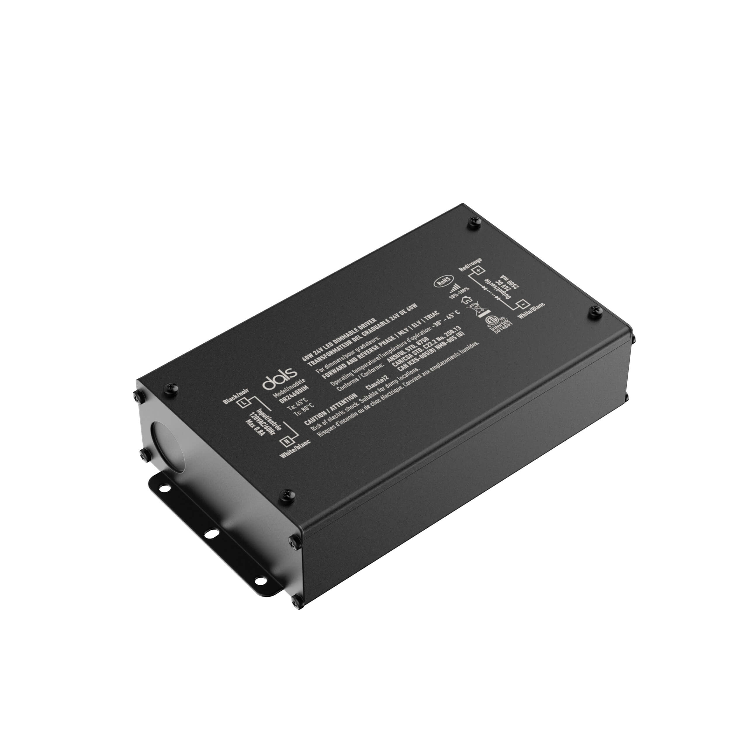 60W 24V Dimmable hardwired driver, two outputs