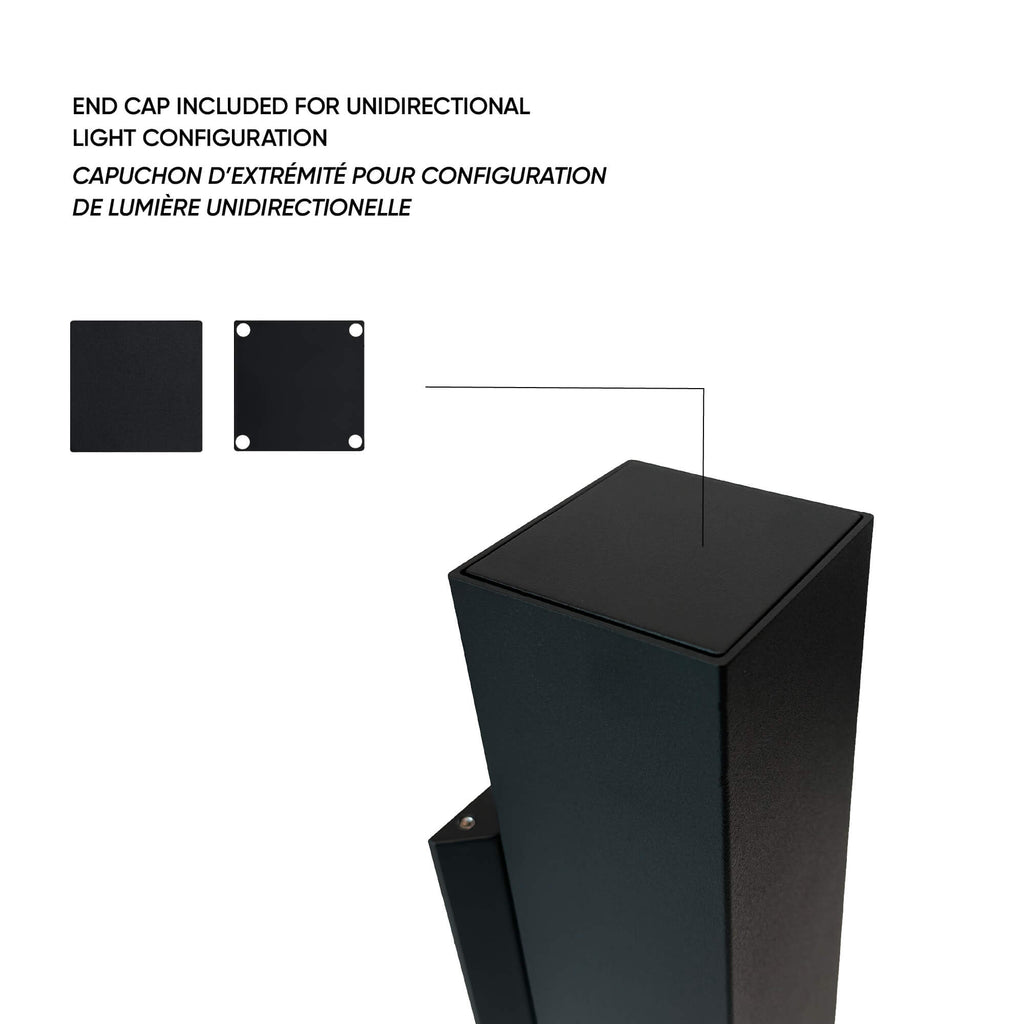4in Square Wall Sconce, 120-347v, 0-10v dim - Black