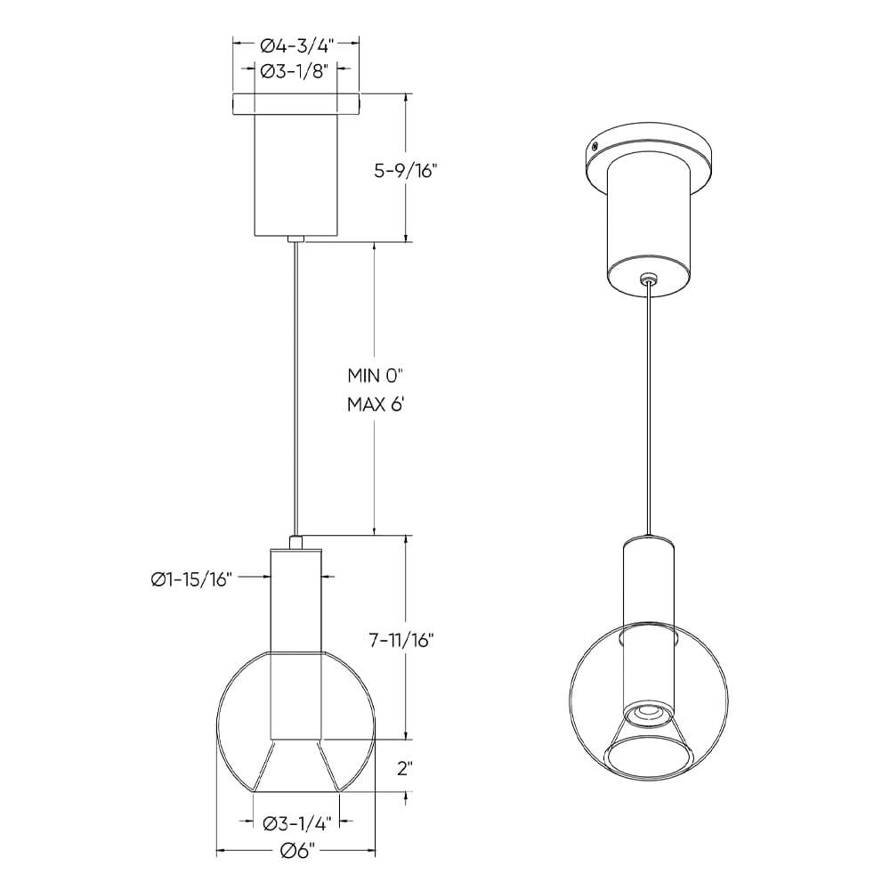 Pendant verre soufflé 9 po — 5CCT