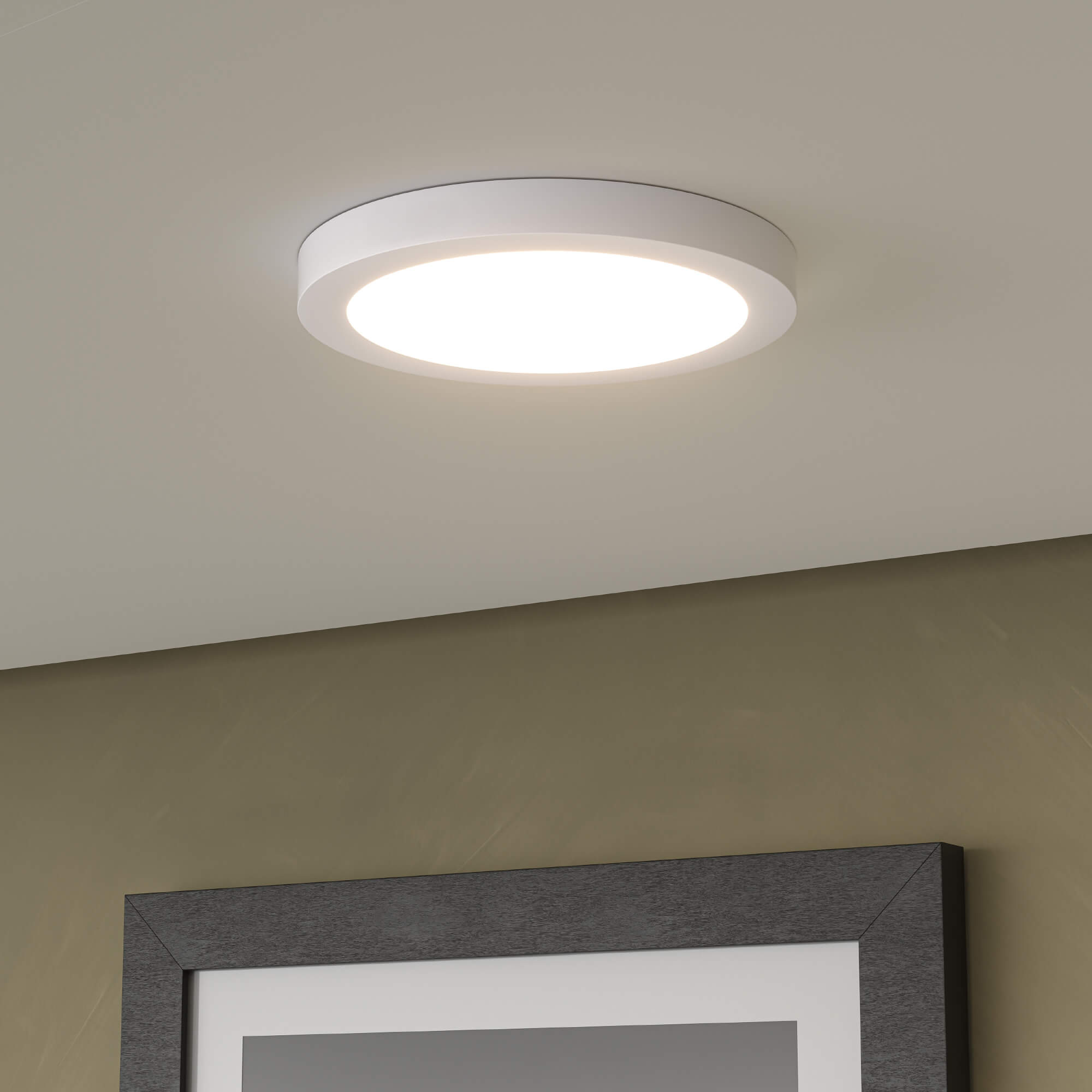 Smart 12in Flush Mount, RGB+CCT, BLE mesh - White