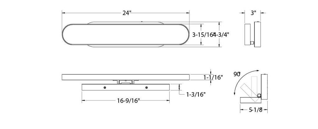 24in Vanity oblong adjustable on Octo Jbox