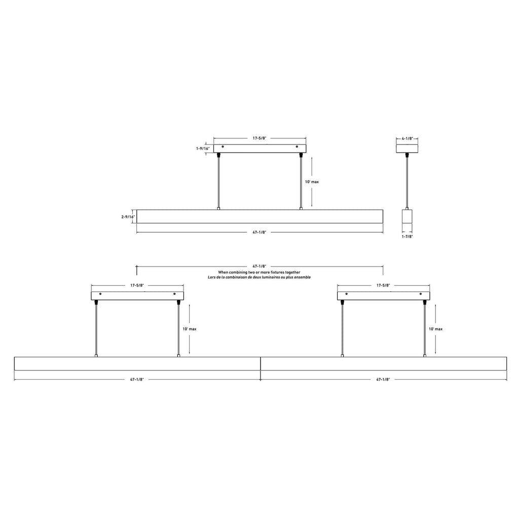 Pendant Linear 48'' Light up and Down CCT