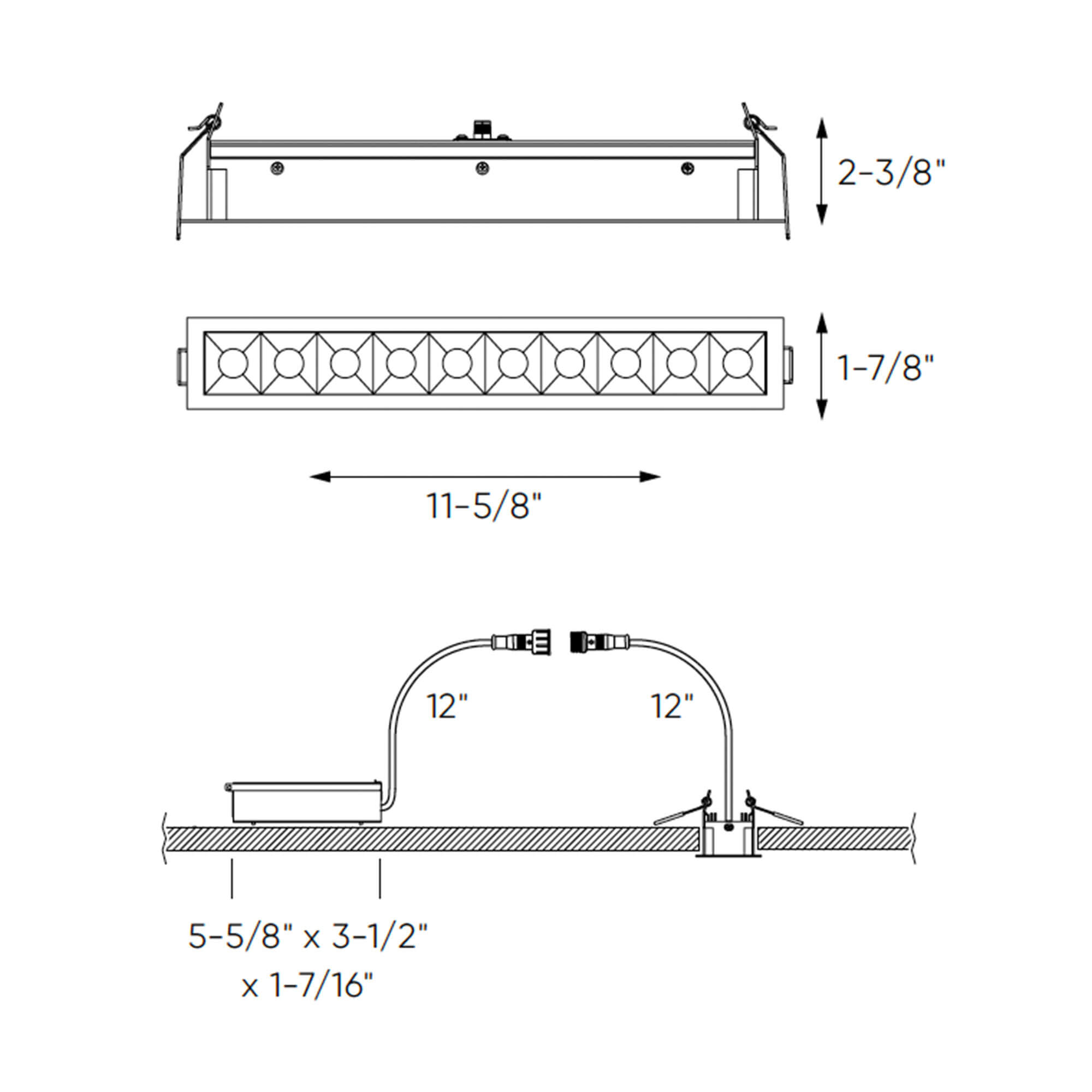 Recessed 5CCT linear with 10 mini spot lights