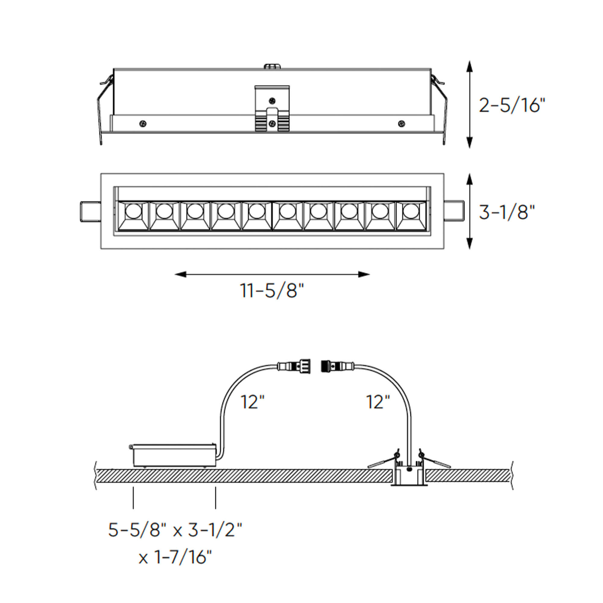 Recessed 5CCT linear with 10 mini swivel spot lights
