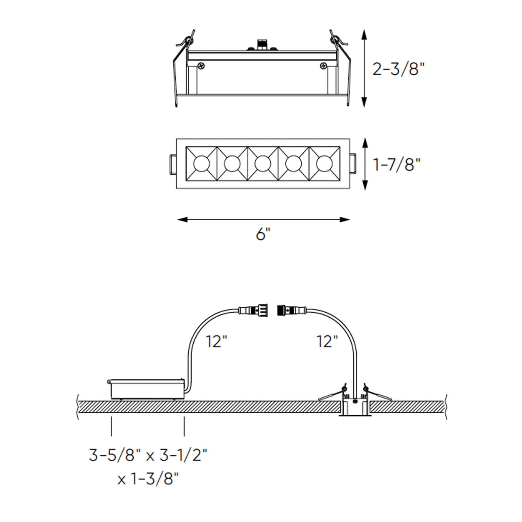 Recessed linear with 5 mini spot lights CCT